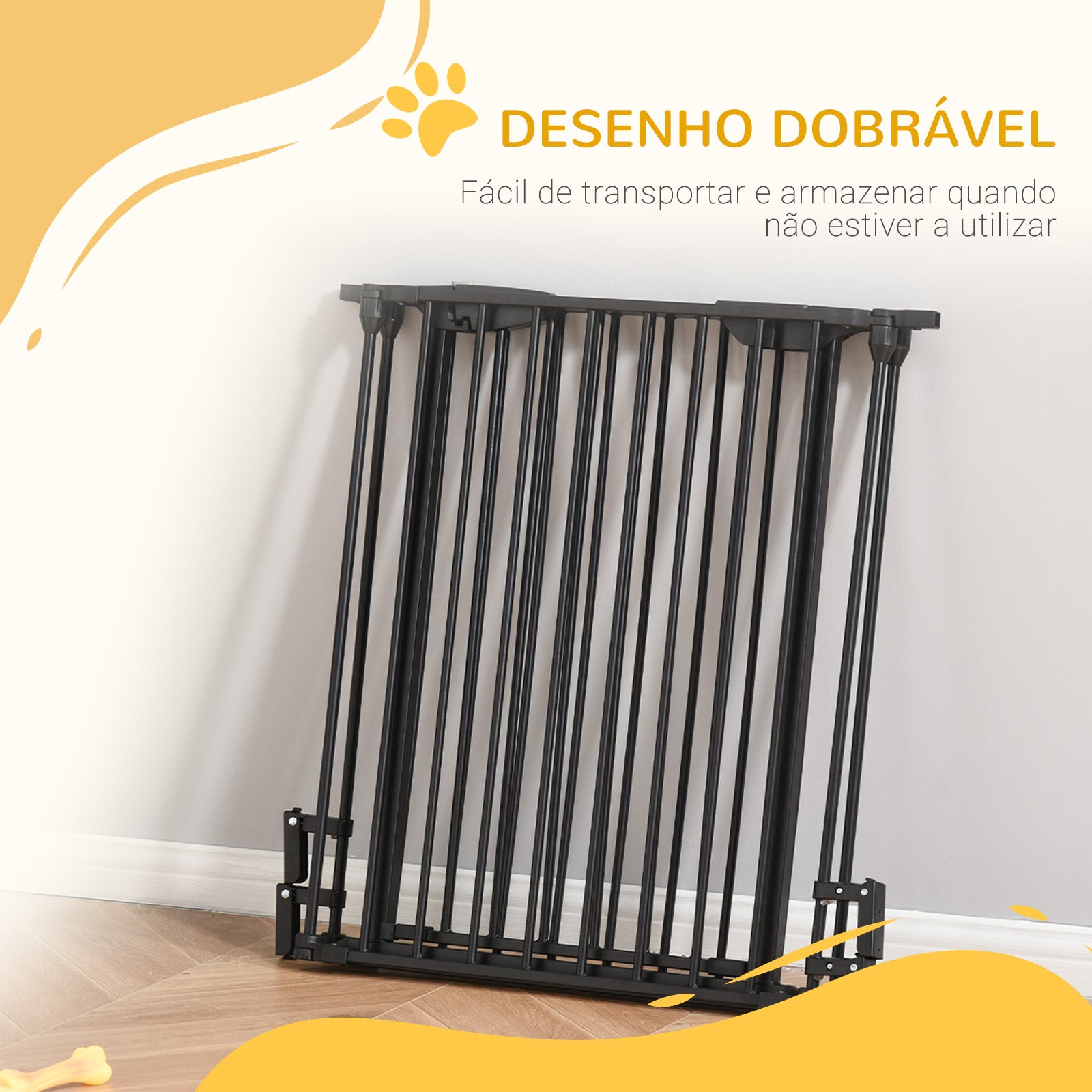 Barreira de Segurança para Animais de Estimação - 180x74.5cm - Preto