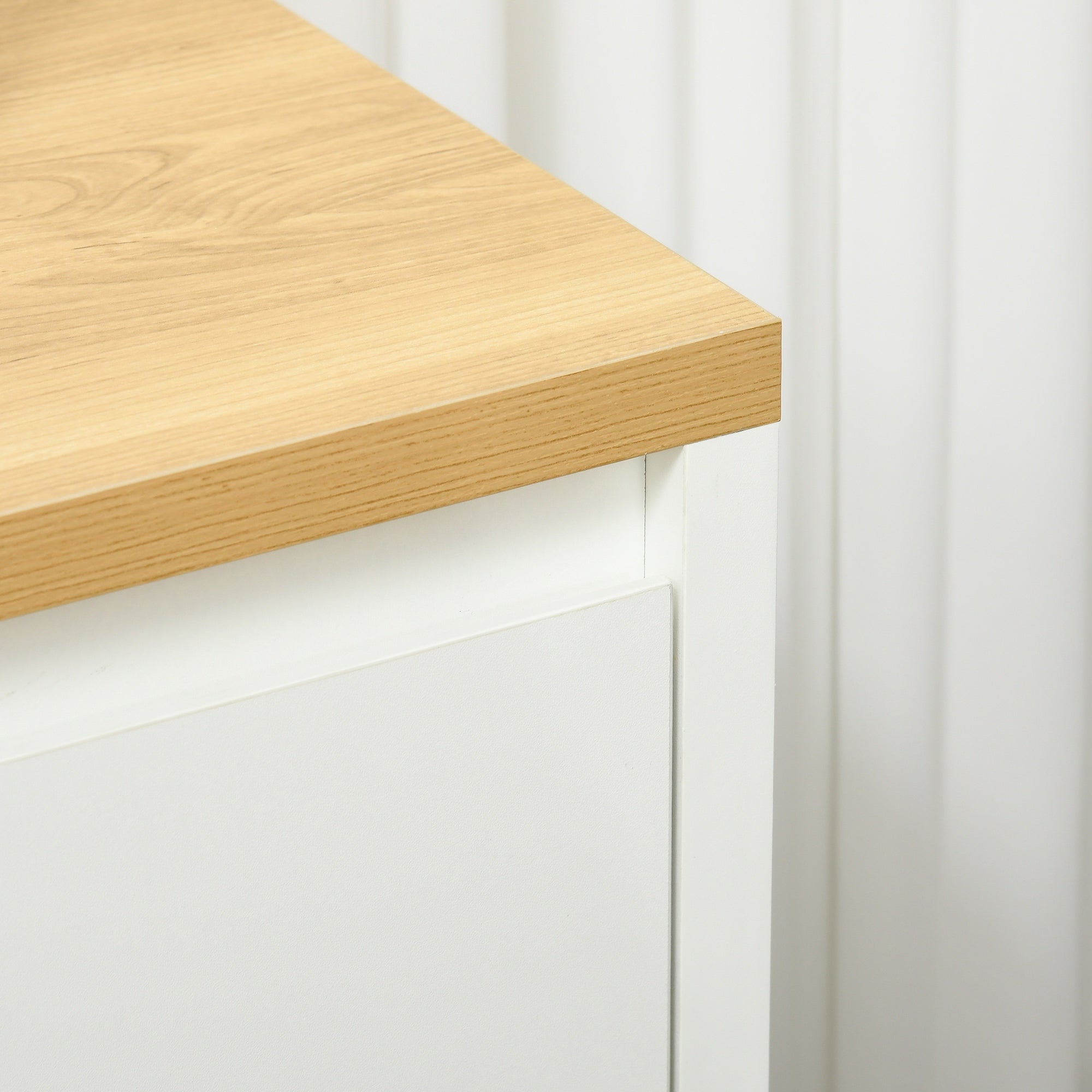 Aparador de Sala de Estar Moderno – 120x37x75 cm – Branco e Madeira