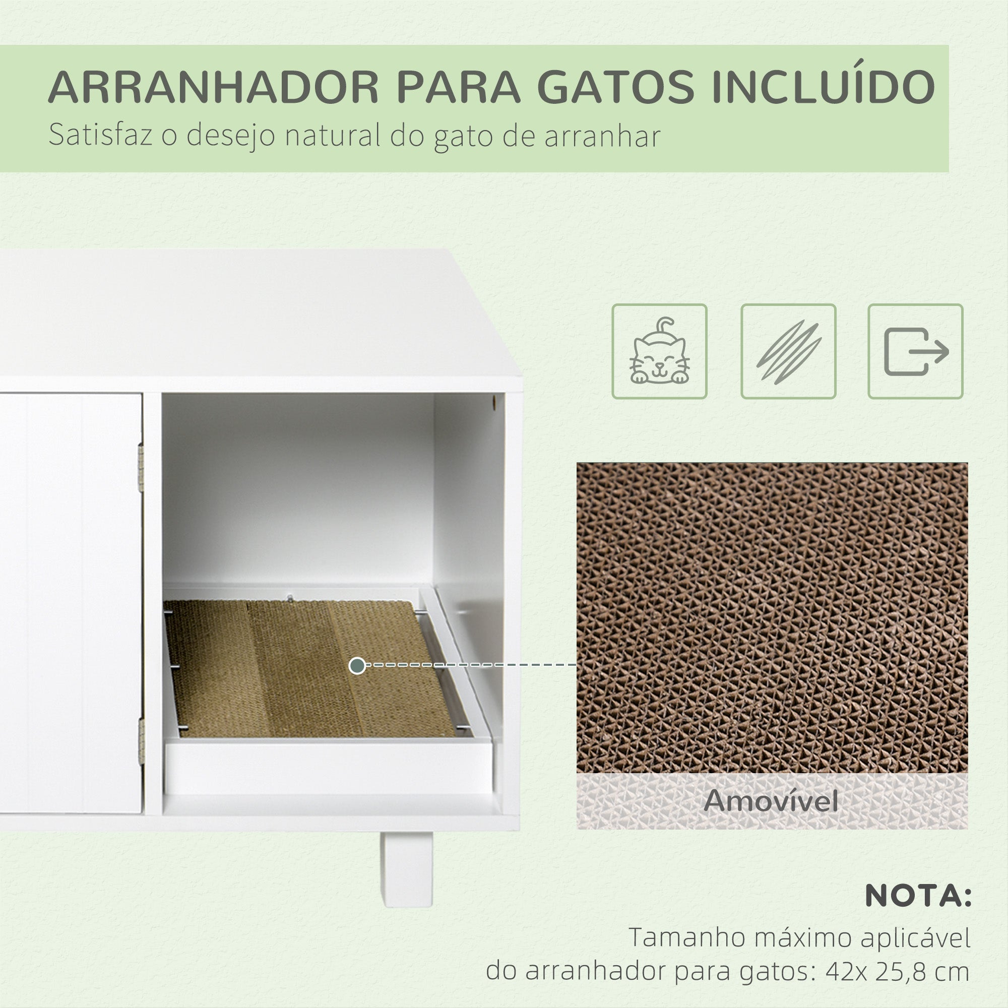Móvel Caixa de Areia para Gatos – 91x52x50,5 cm – Branco – MDF