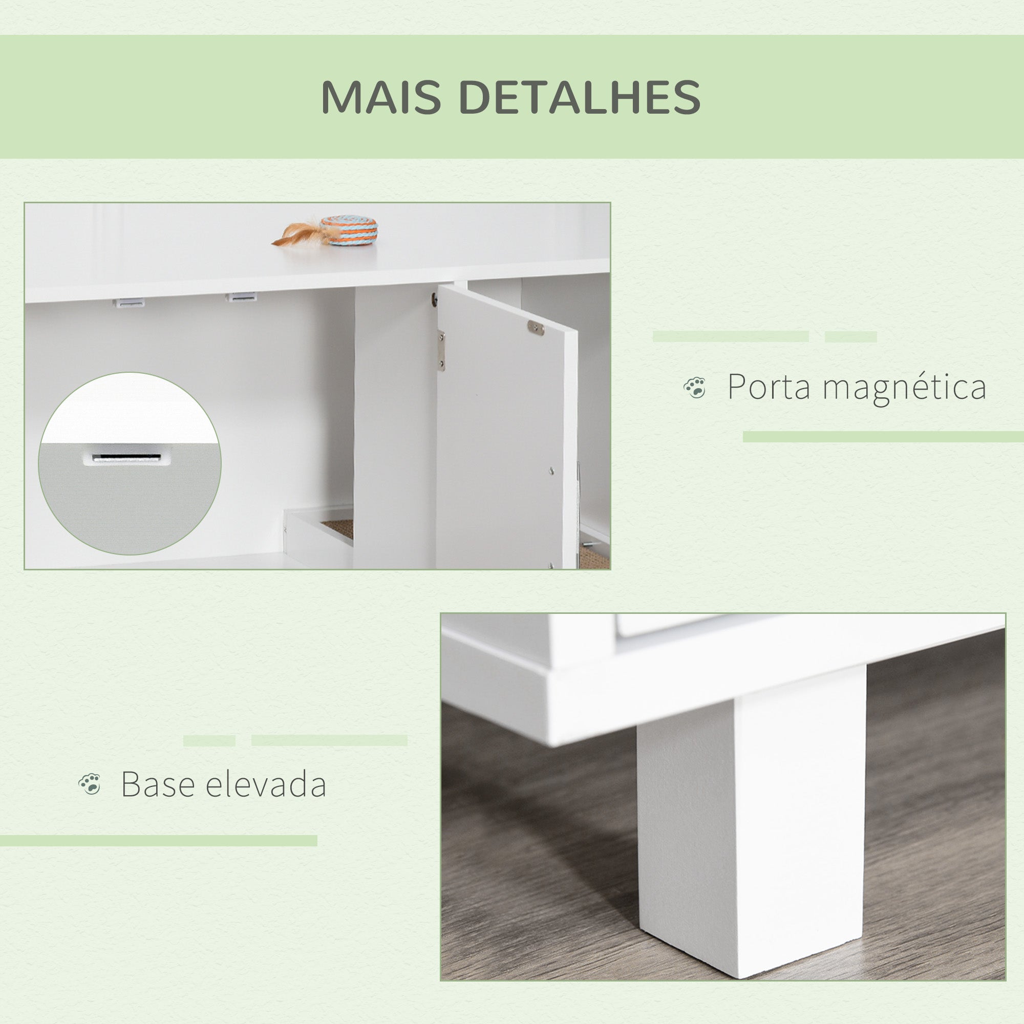 Móvel Caixa de Areia para Gatos – 91x52x50,5 cm – Branco – MDF