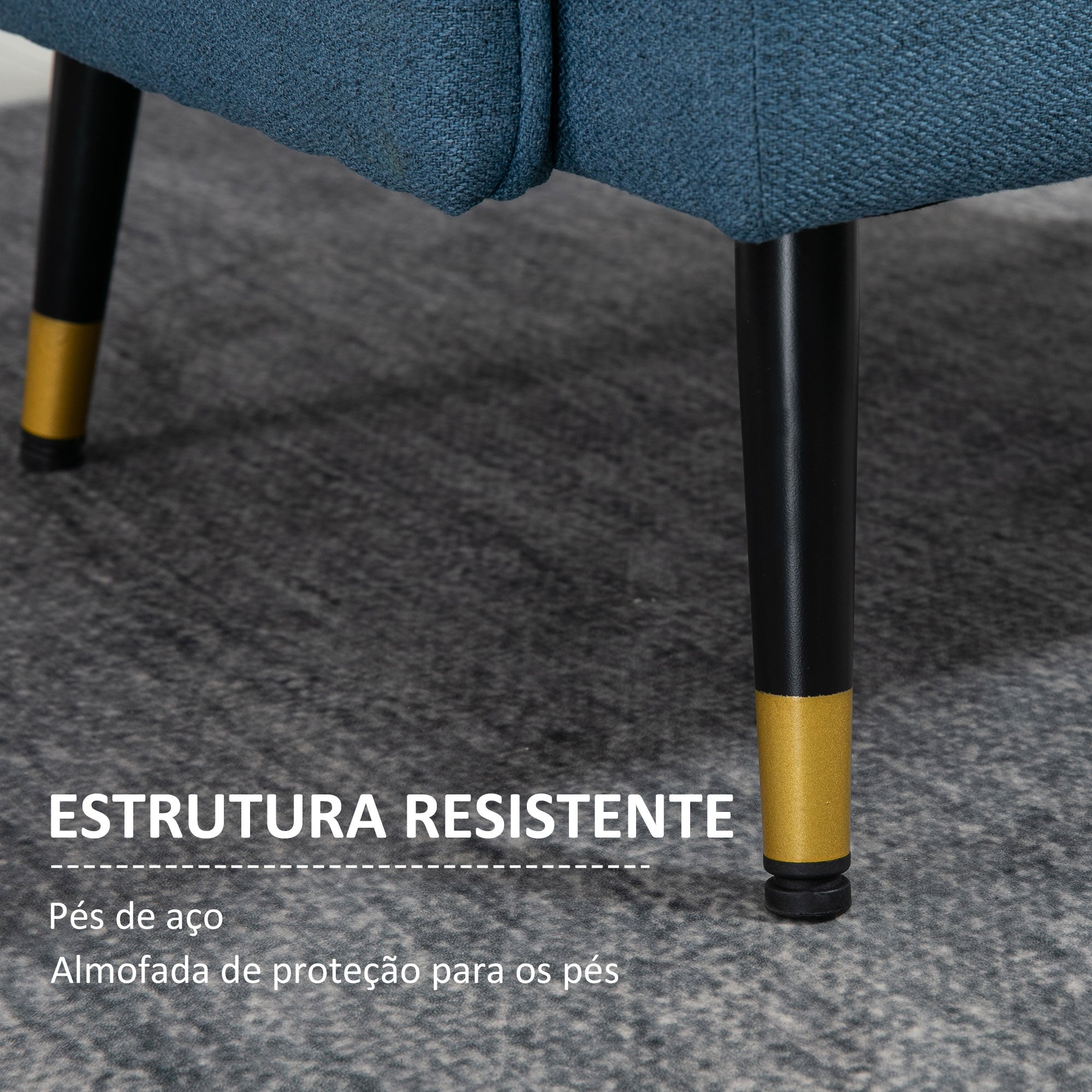 Poltrona – 76x68x80 cm – Azul – Tecido imitação linho