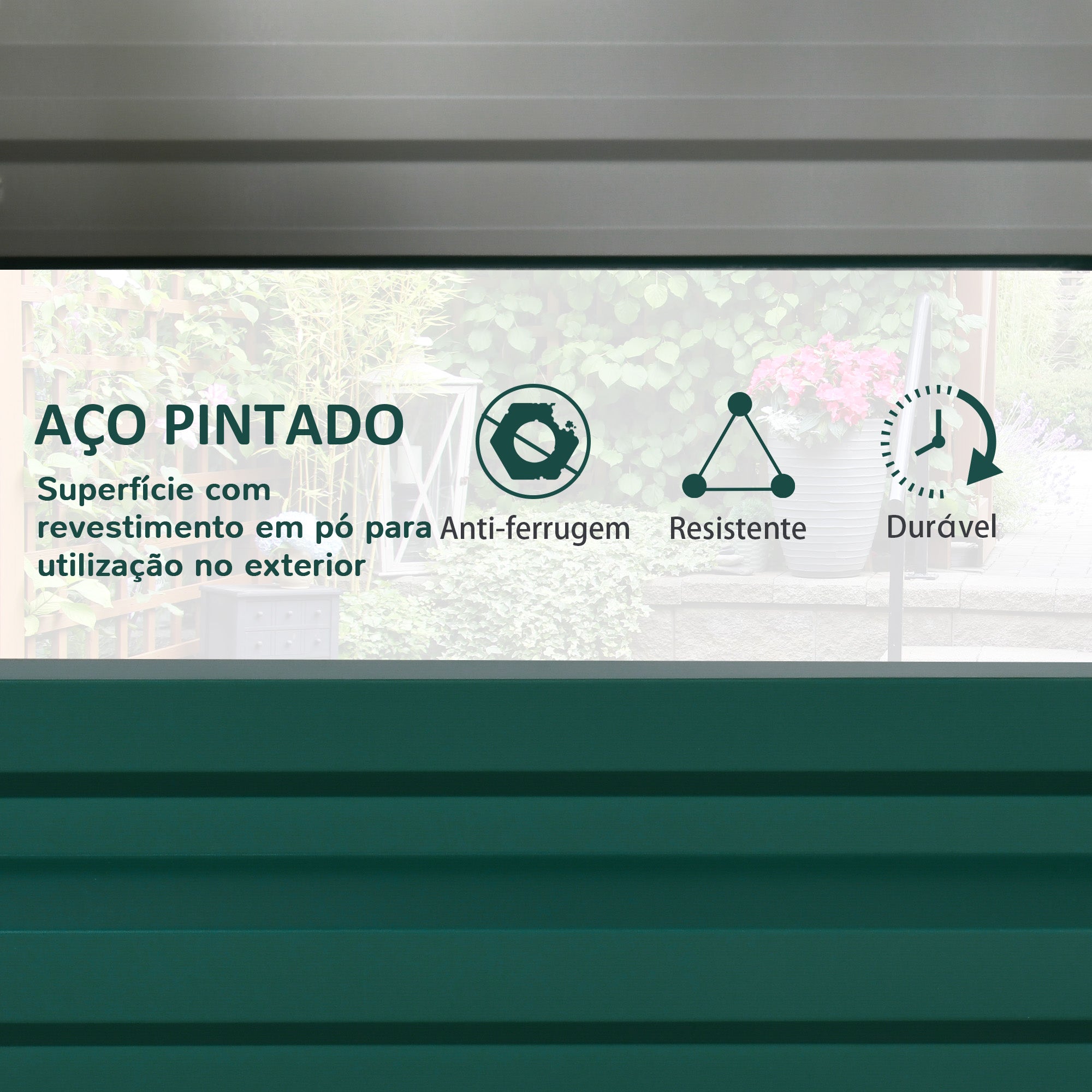 Caixa de Plantio Verde 120x60x30,5 cm - Aço Galvanizado para Cultivar Plantas