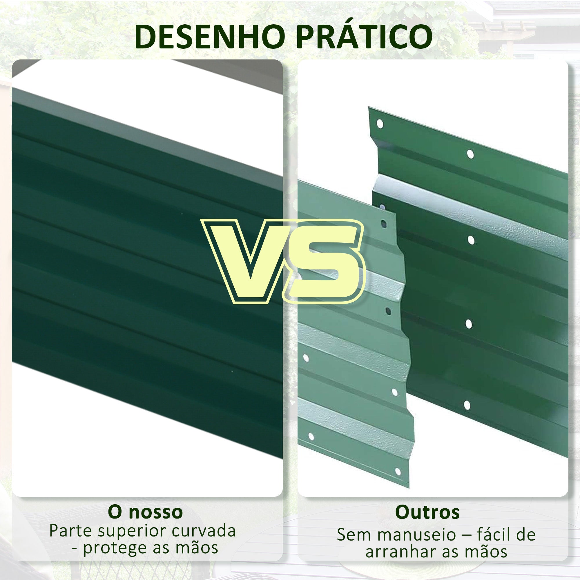 Caixa de Plantio Verde 120x60x30,5 cm - Aço Galvanizado para Cultivar Plantas