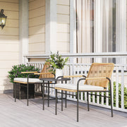 Conjunto de Jardim de 3 Peças - Cadeiras com Almofadas Removíveis - 66x54x76 cm - Cor Creme Branco