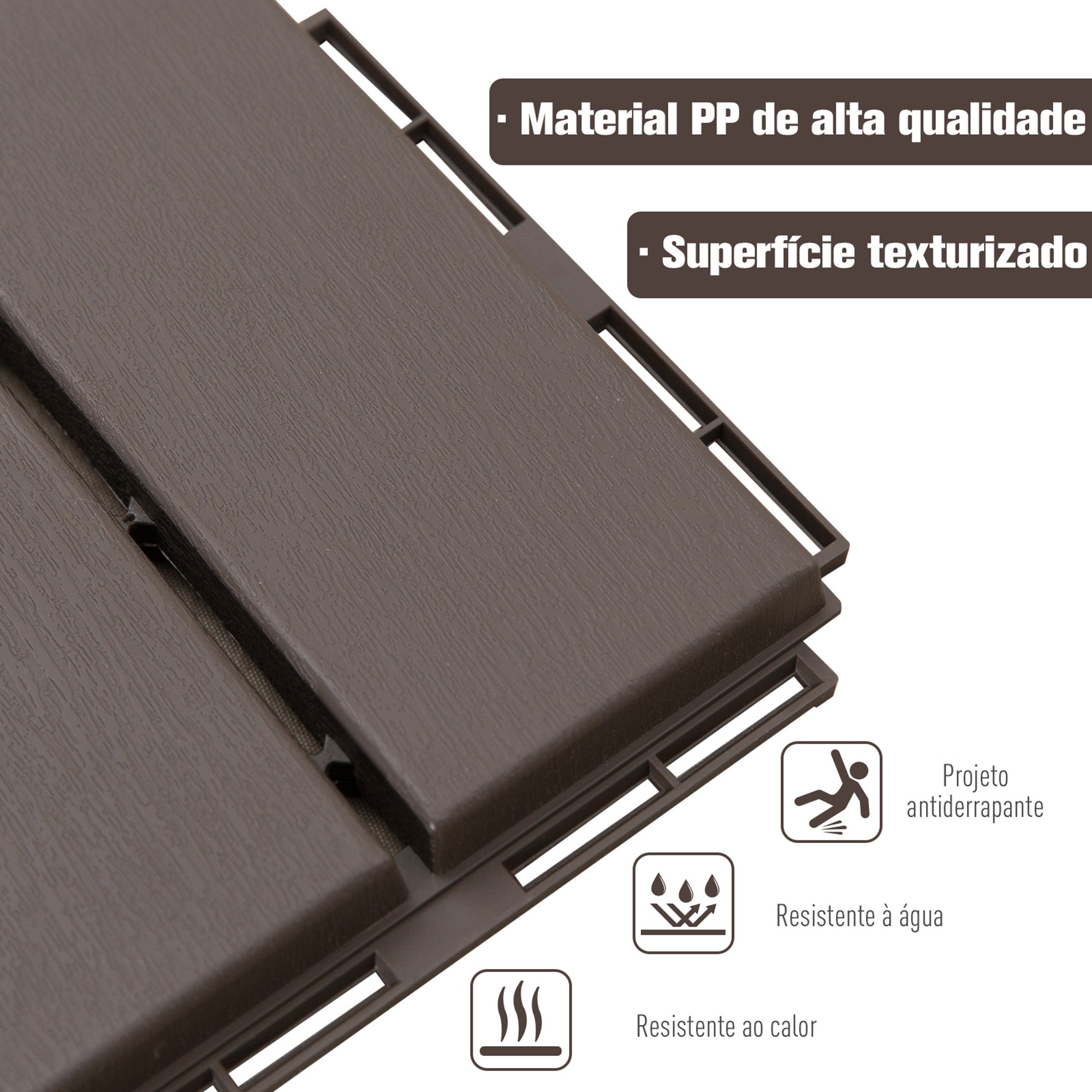 Conjunto de 9 Estrados – 30x30 cm – Marrom – PP