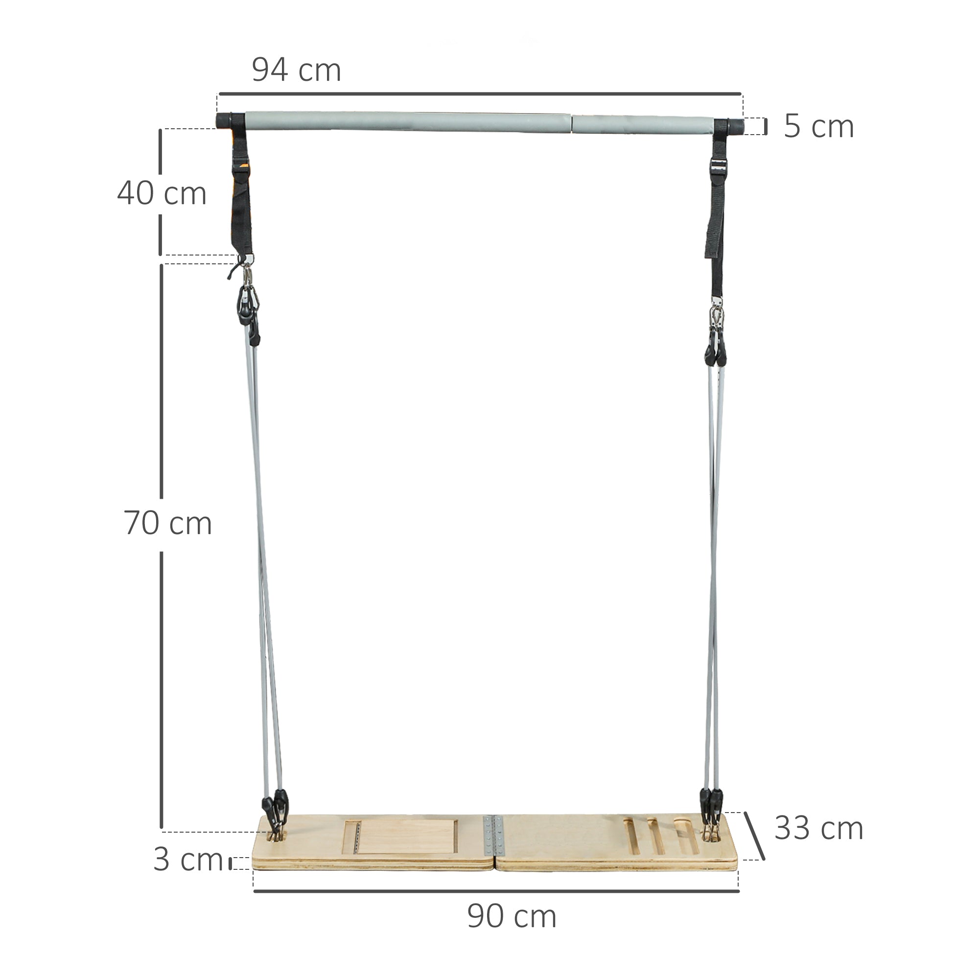 Conjunto de Pilates com 6 Faixas Elásticas Cinzento 90x33x3 cm
