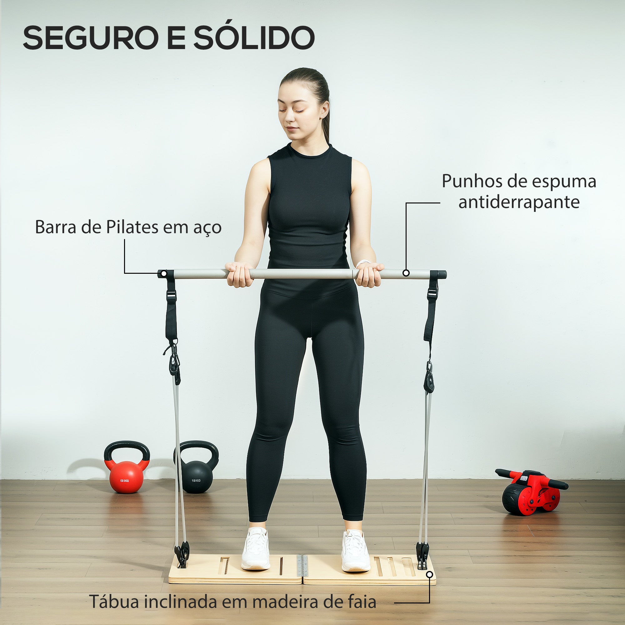 Conjunto de Pilates com 6 Faixas Elásticas Cinzento 90x33x3 cm