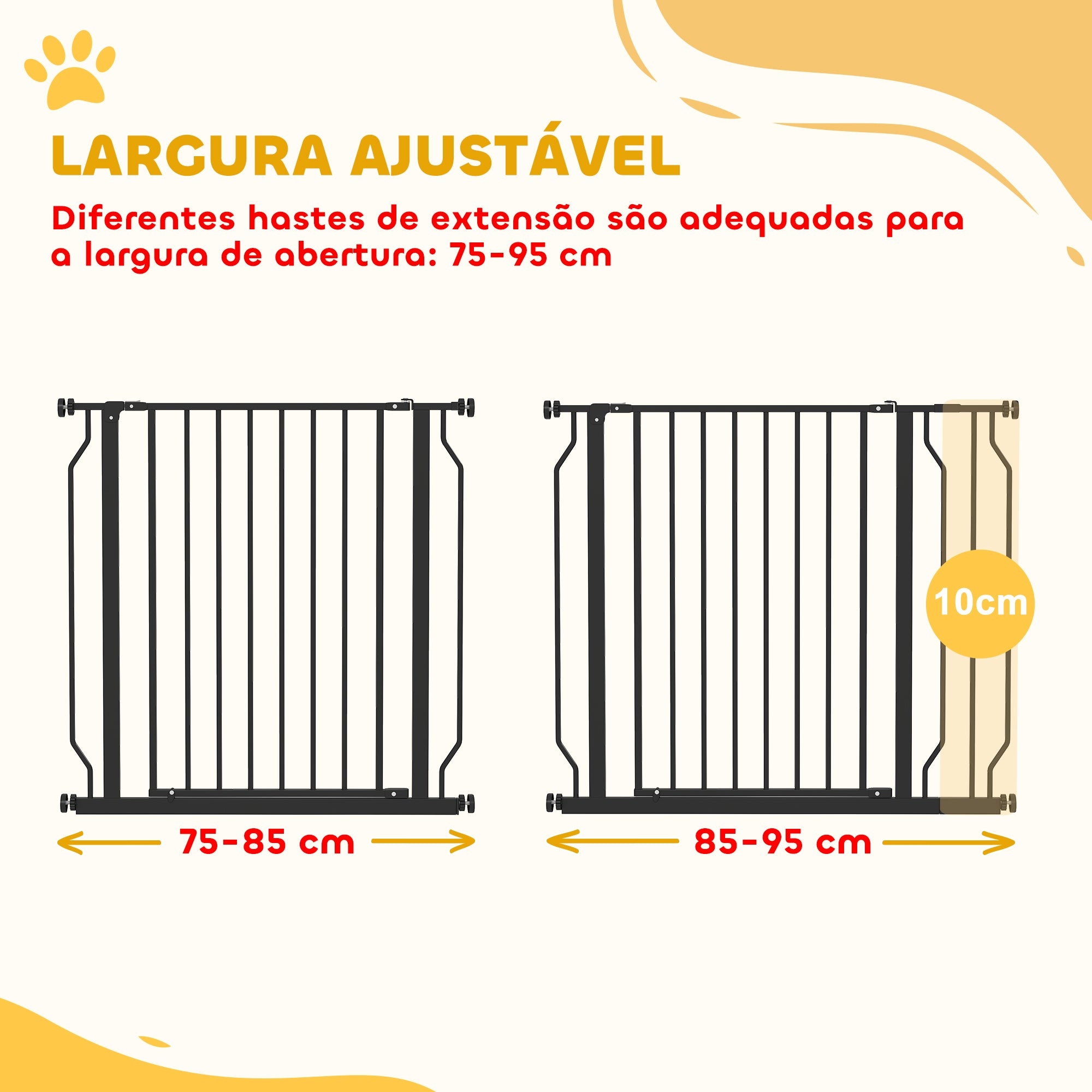 Barreira de Segurança Extensível para Cães 75-115x76 cm Preto