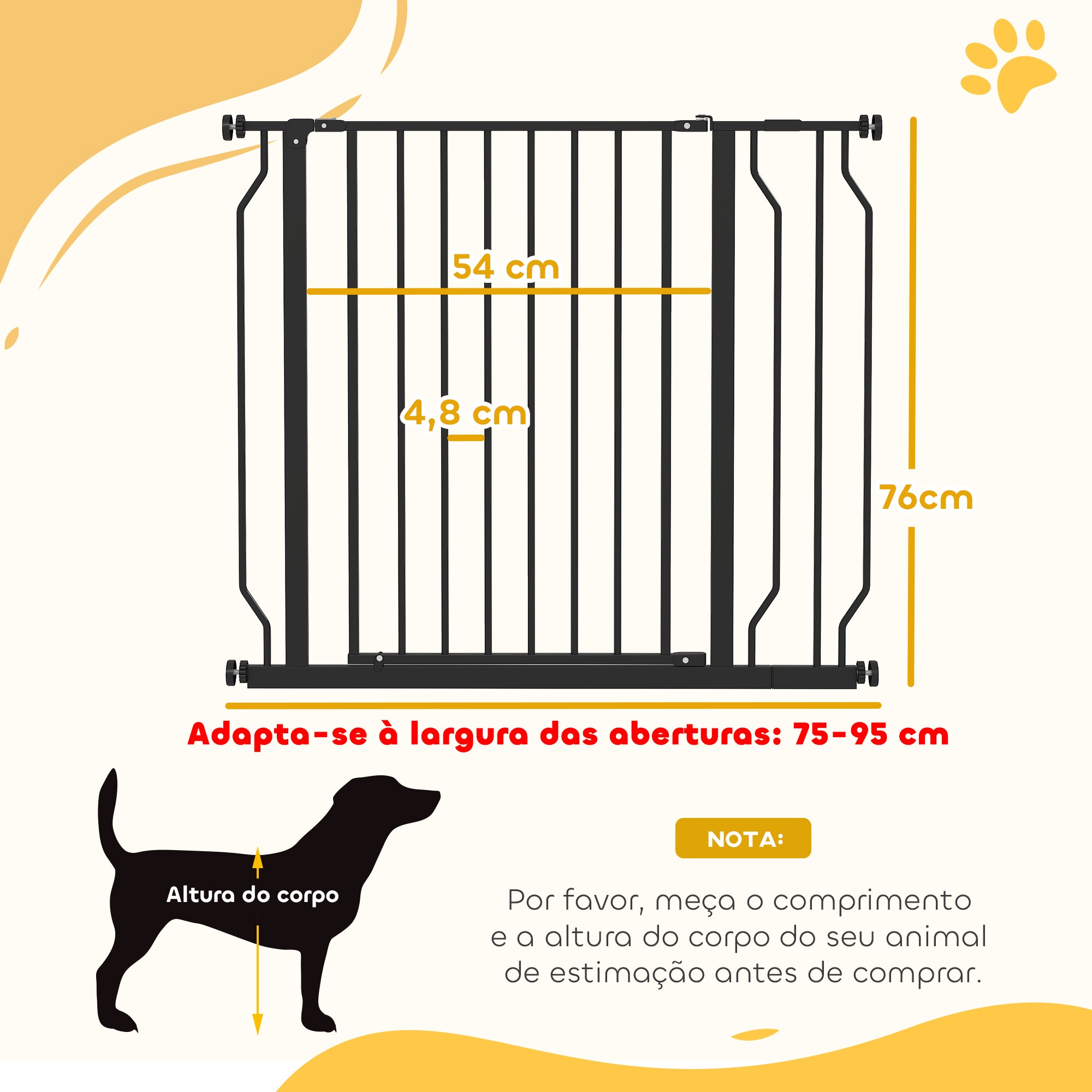 Barreira de Segurança Extensível para Cães 75-115x76 cm Preto