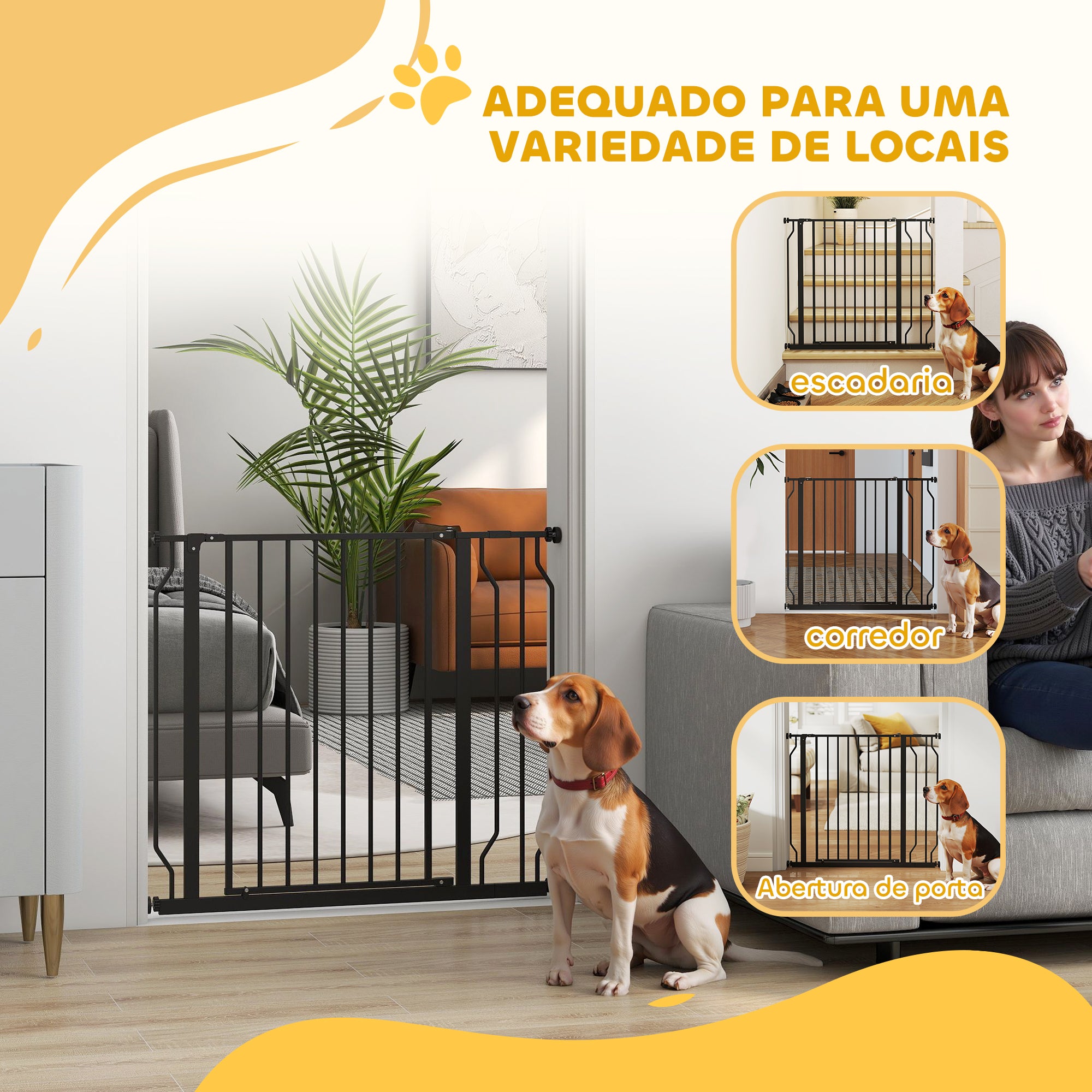 Barreira de Segurança Extensível para Cães 75-115x76 cm Preto