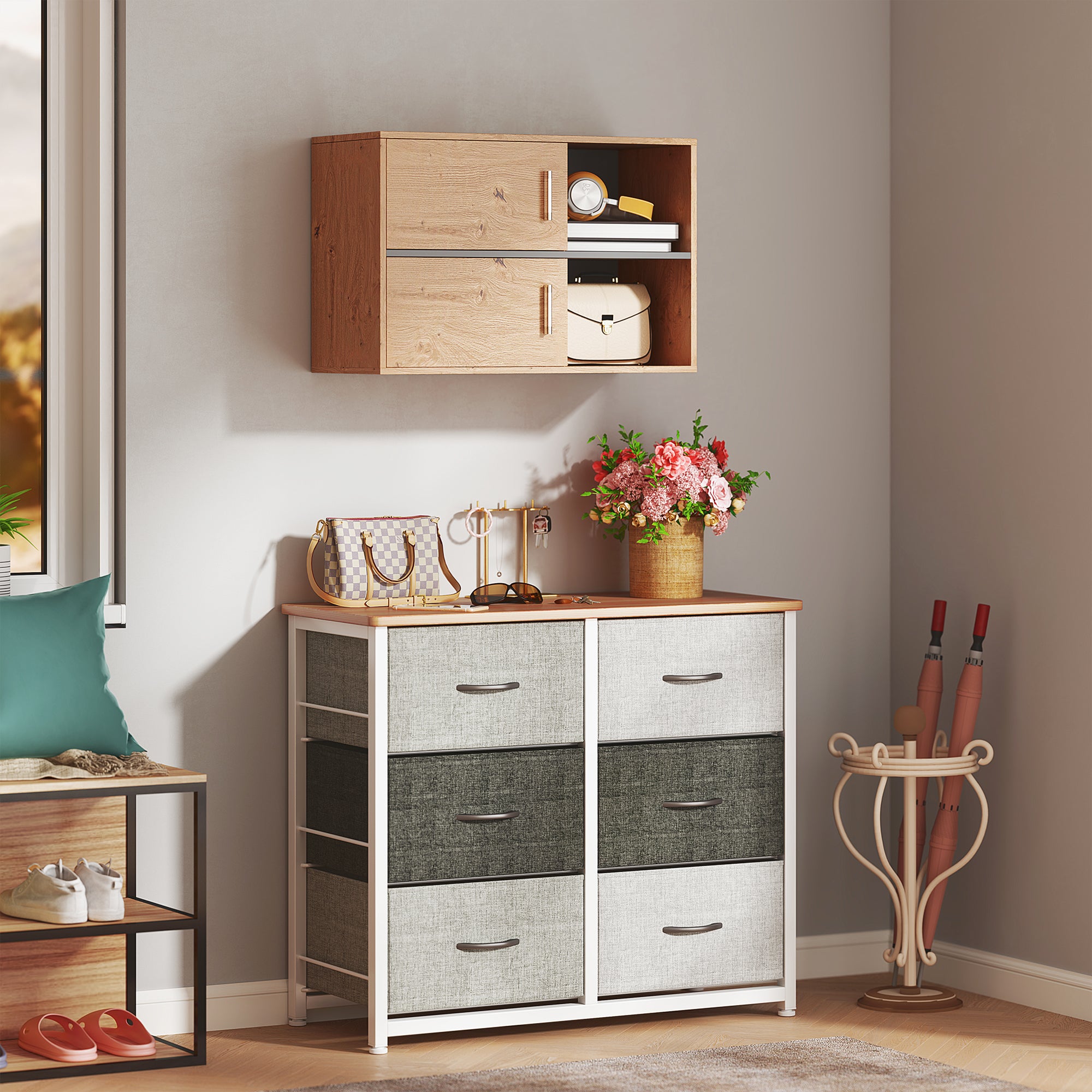 Móvel Auxiliar Casa de Banho Cor de Carvalho 80x35x57,5 cm