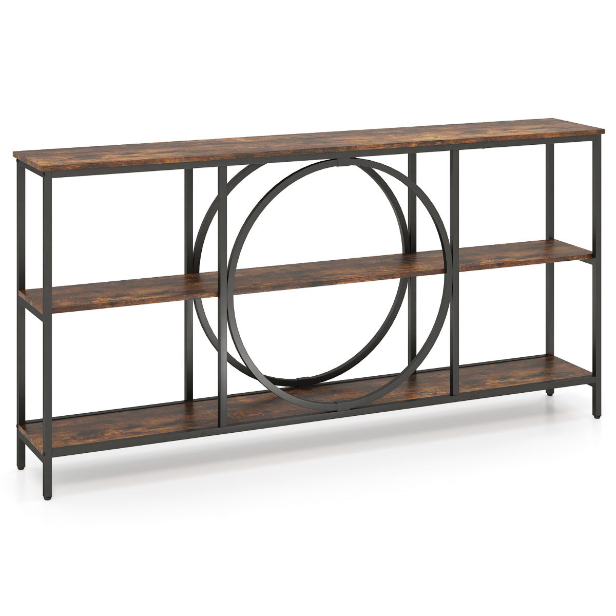 Mesa Consola de 3 Níveis – Castanho – Metal