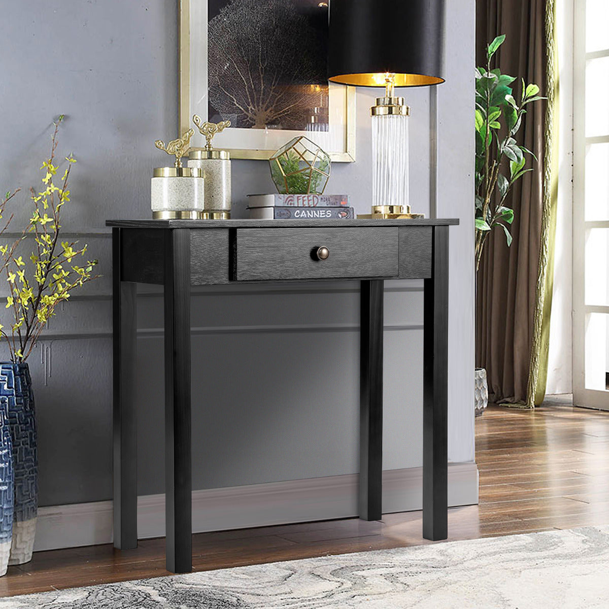 Mesa Consola – 71 x 30 x 71 cm – Preto – Madeira e MDF