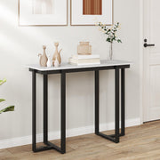 Mesa de Consola Moderna de Mármore Artificial com Estrutura Geométrica de Metal para Hall de Entrada Preto