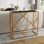 Mesa de Consola – 80 x 30 x 75 cm – Preto – Vidro Temperado e Metal