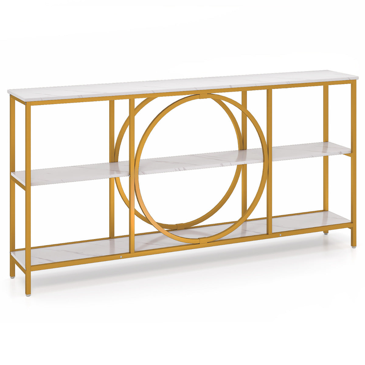 Mesa de Consola de 3 Níveis – Branco – Metal