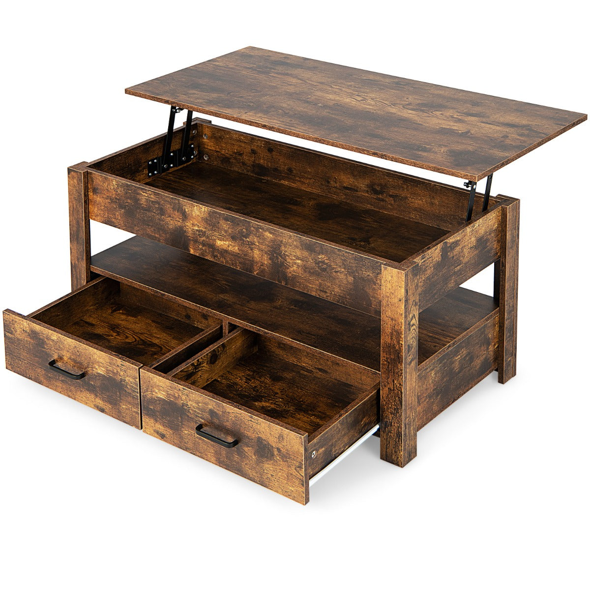 Mesa de Centro com Tampo Elevatório – 106 x 74 x 61 cm – Castanho – Madeira de Engenharia
