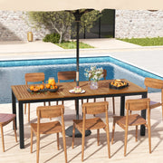Mesa de Jantar de Jardim – 200 cm x 90 cm x 75 cm – Madeira de Acácia – Metal