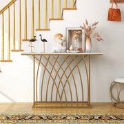 Mesa de Consola - 120 x 30 x 80 cm - Branco - Metal e Mármore Falso