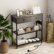 Mesa Consola – 81 x 30 x 81 cm – Cinzento – Superfície rústica