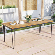 Mesa de Jantar de Jardim para 8 Pessoas com Orifício para Guarda-Sol Superfície em Acácia e Estrutura Metálica 200 x 90 x 75 cm Natural