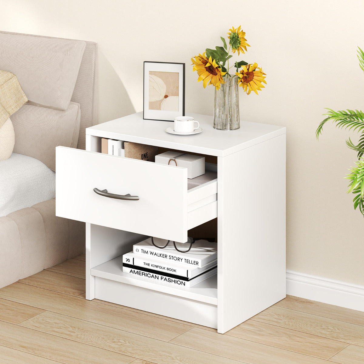 Mesinha de Cabeceira – Compacta – Branco – Madeira