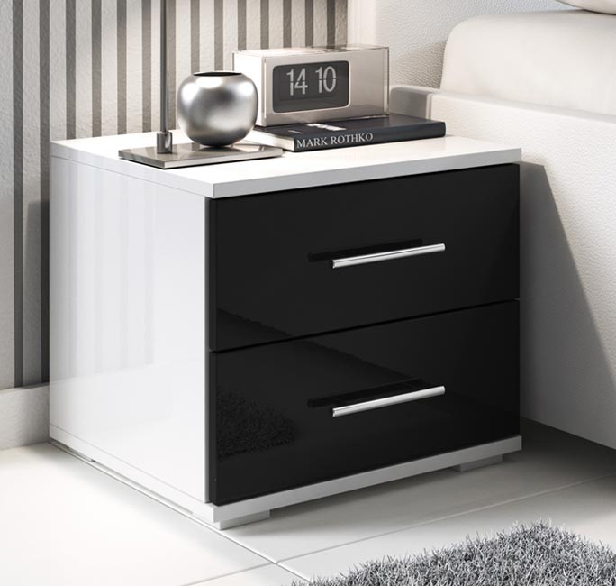 Mesinha de cabeceira – 40 cm x 35 cm x 40 cm – branco e preto – melamina