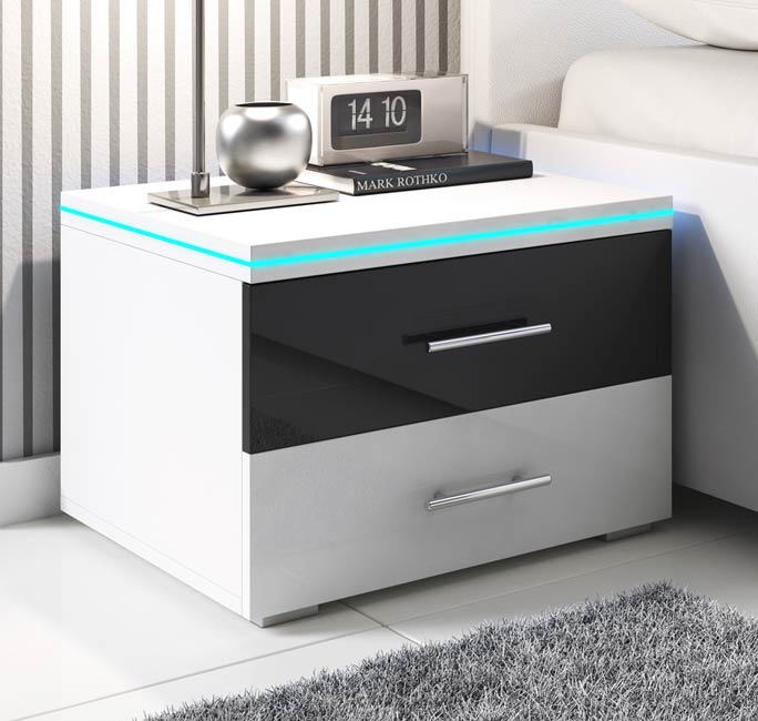 Mesinha de cabeceira – 50,3 cm largura – branco e preto – melamina
