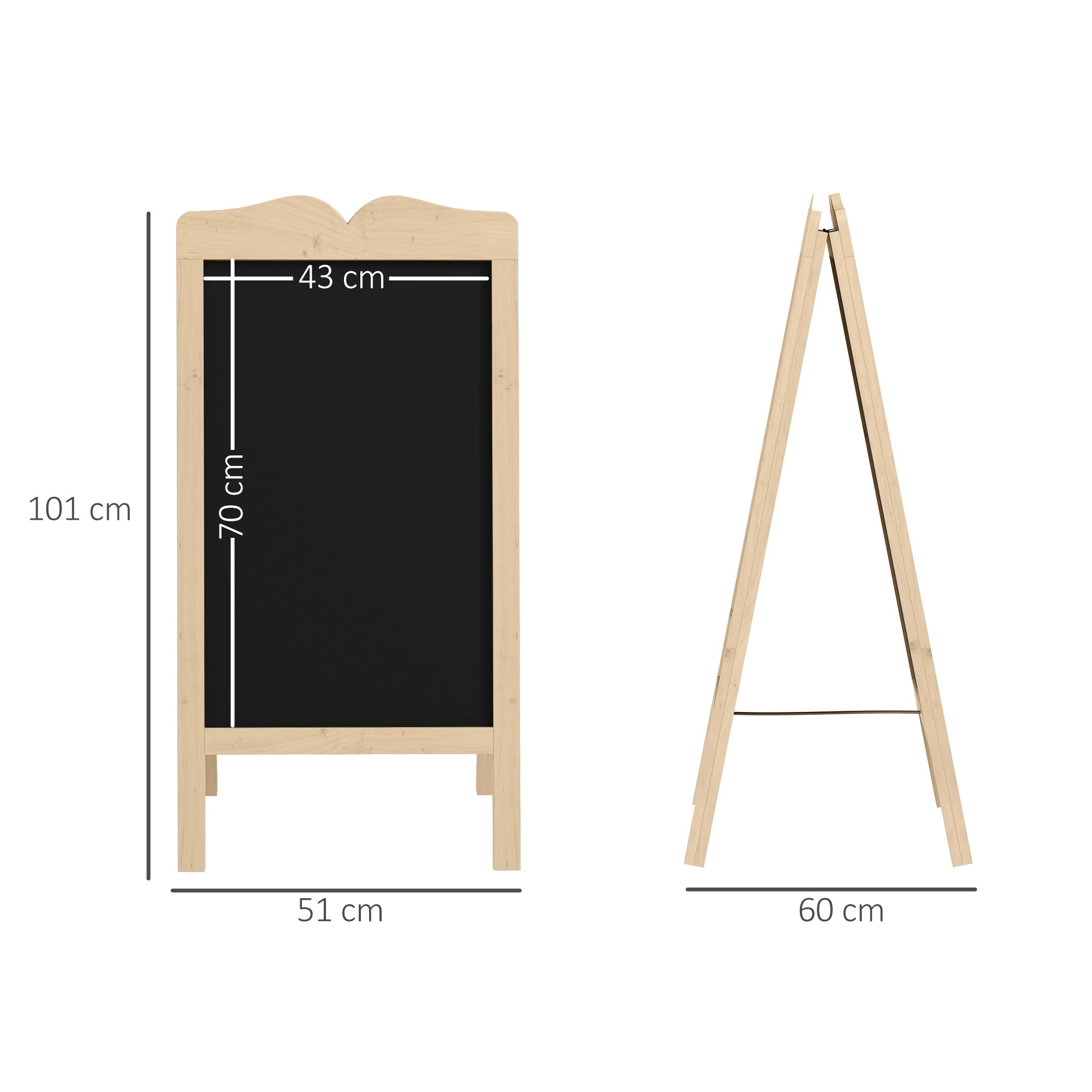 Mini Cavalete de Madeira Quadro Lousa Magnético 51x42x101 cm Cor de Madeira Natural
