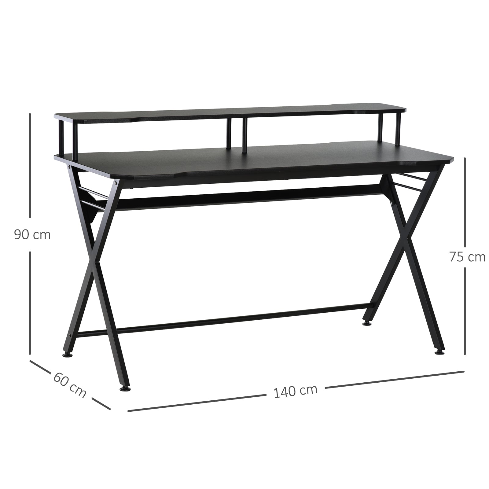 Mesa Gaming 140x60x90 cm - Preto