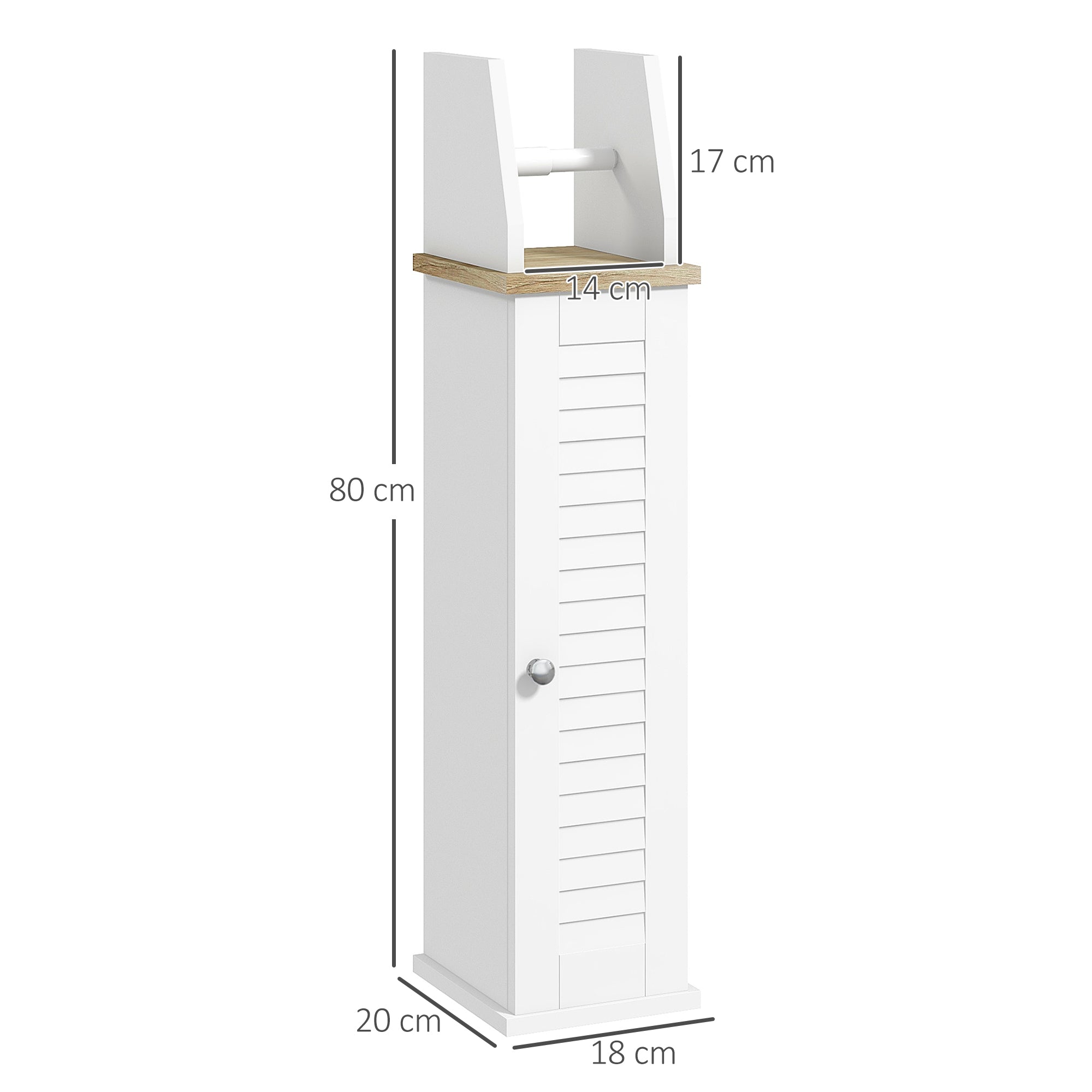 Armário de Casa de Banho Moderno – 18x20x80 cm – Branco e Madeira – MDF