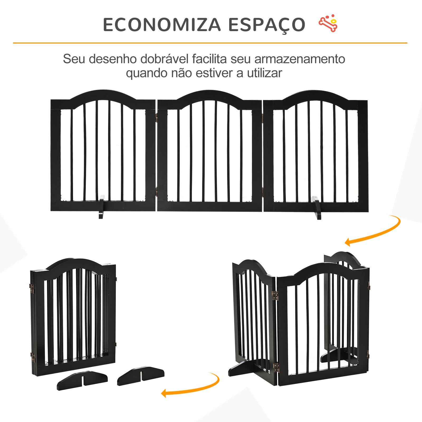 Barreira de Segurança Dobrável para Cães Pequenos 154,5x29,5x61 cm Preto