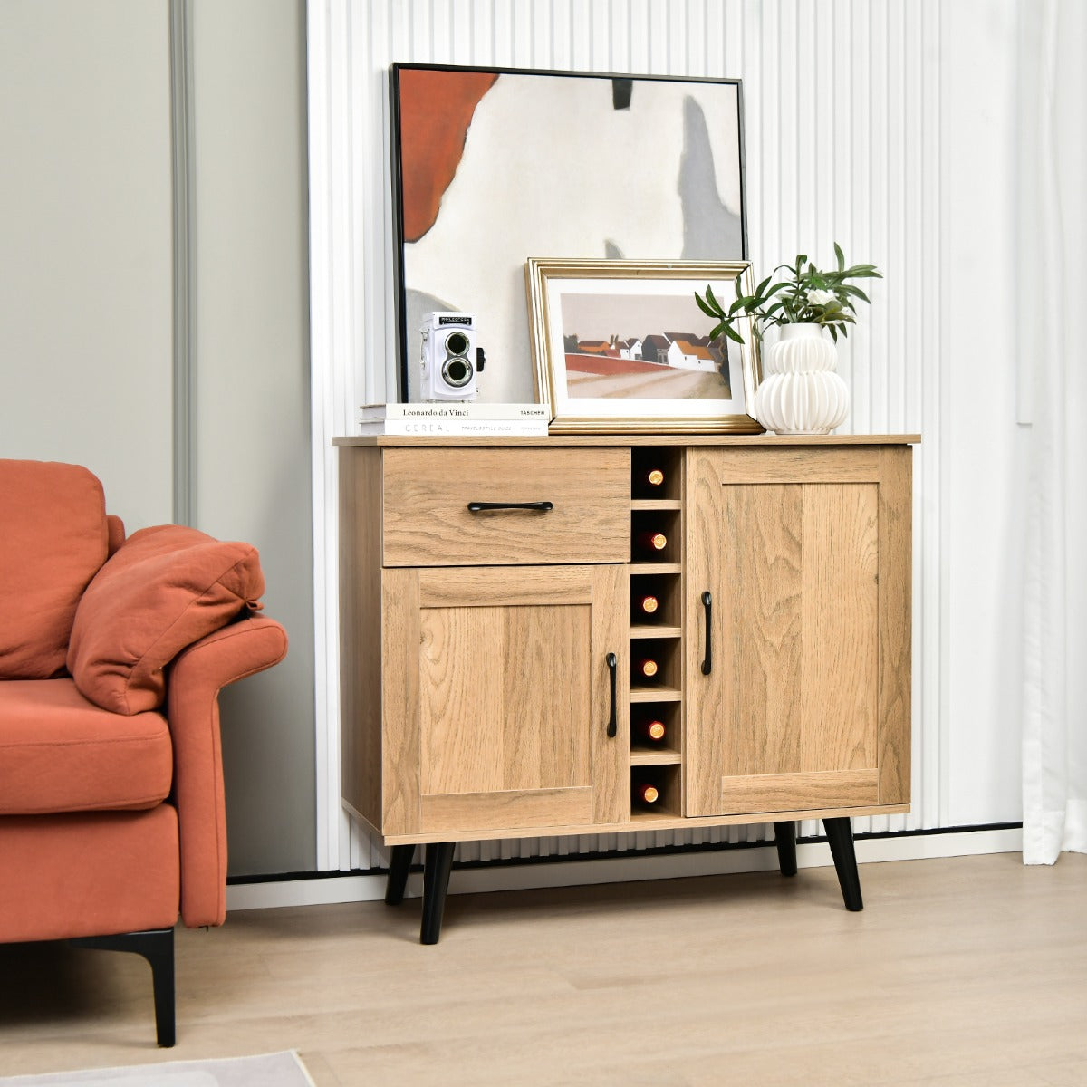 Aparador de Bar com Garrafeira – 90 x 40 x 79 cm – Natural