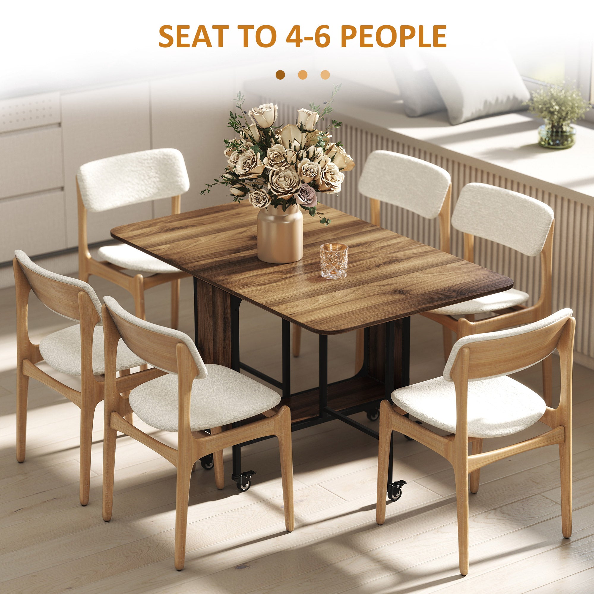 Mesa de Cozinha Dobrável – 130x80x74 cm – Cor Castanho Rústico – Melamina de Madeira e Metal