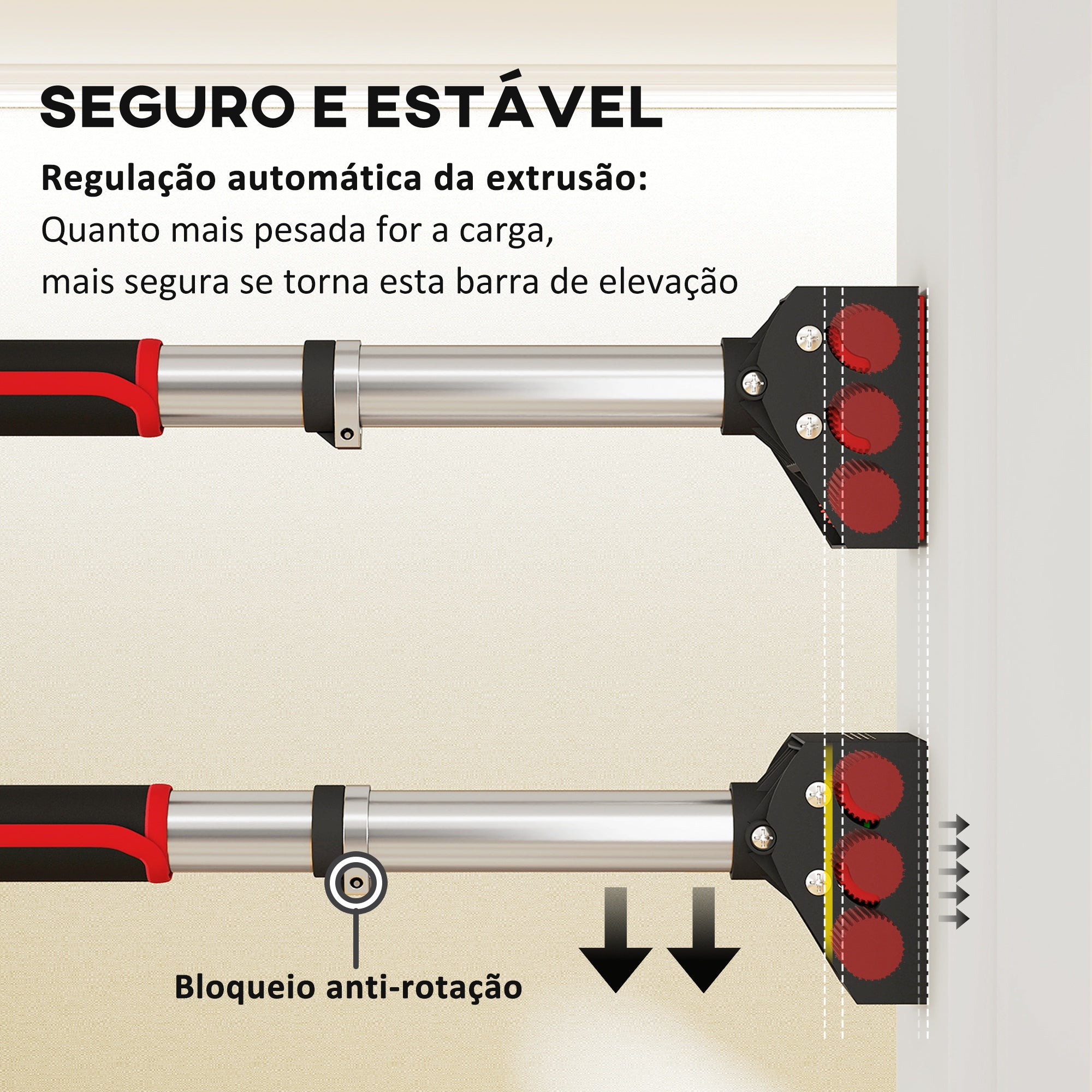 Barra de Elevação Ajustável 95-123 cm Vermelho e Preto