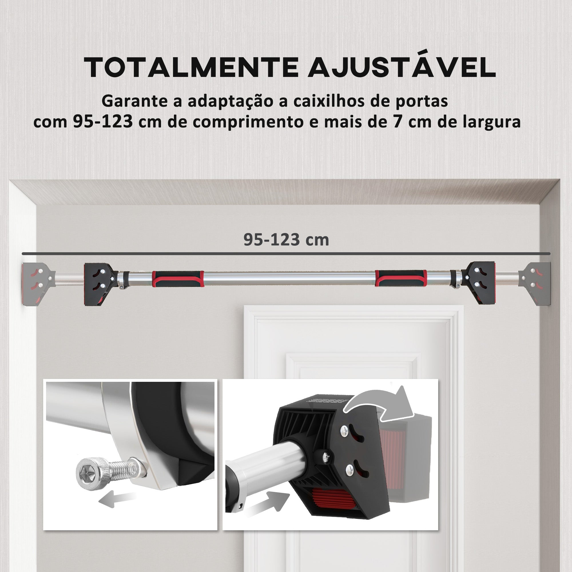 Barra de Elevação Ajustável 95-123 cm Vermelho e Preto