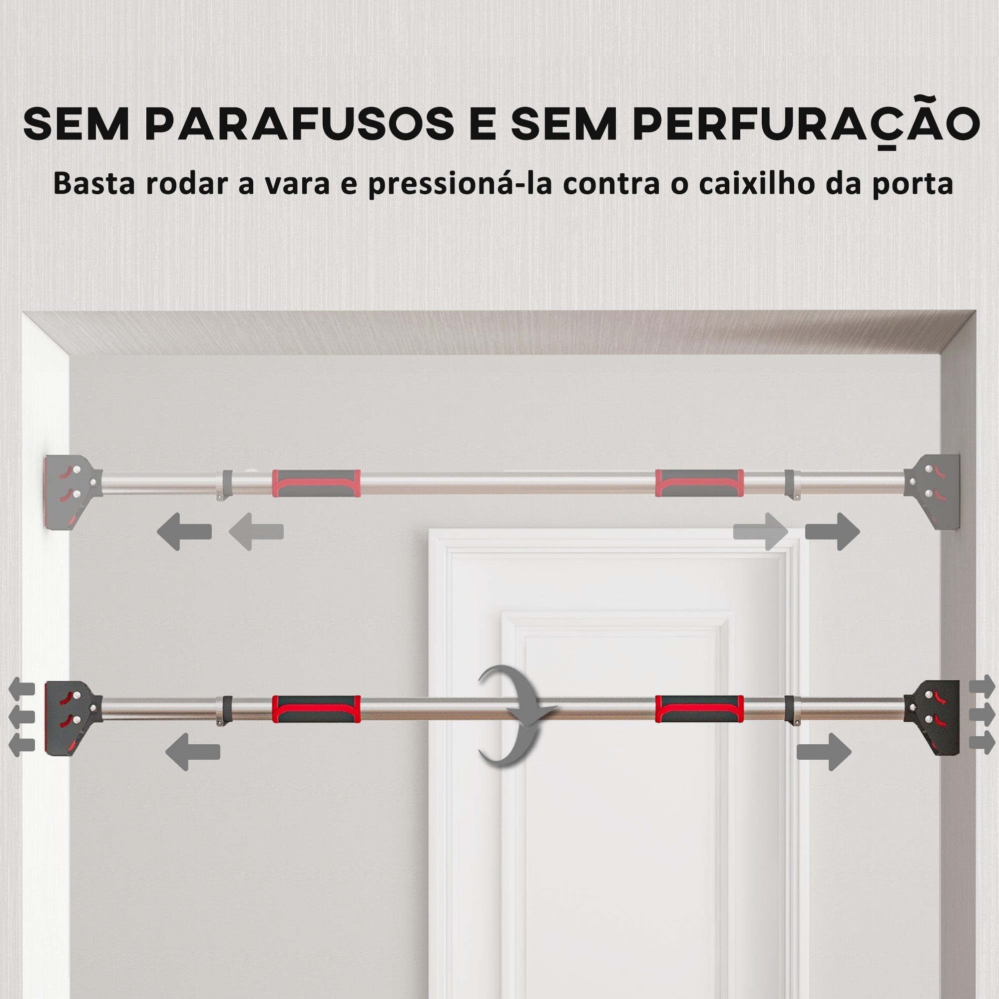 Barra de Elevação Ajustável 95-123 cm Vermelho e Preto