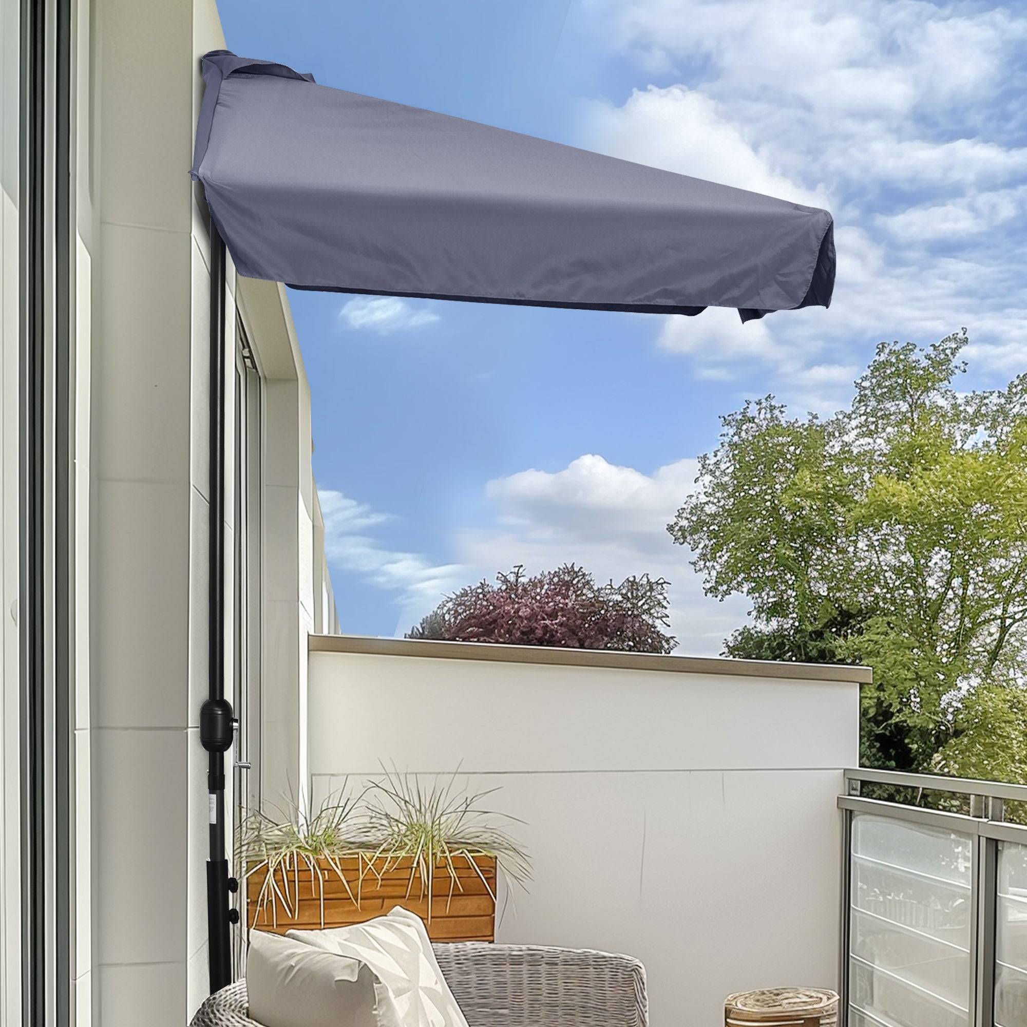 Chapéu de Sol Retangular Cinzento 230x130x249 cm Proteção UV Impermeável