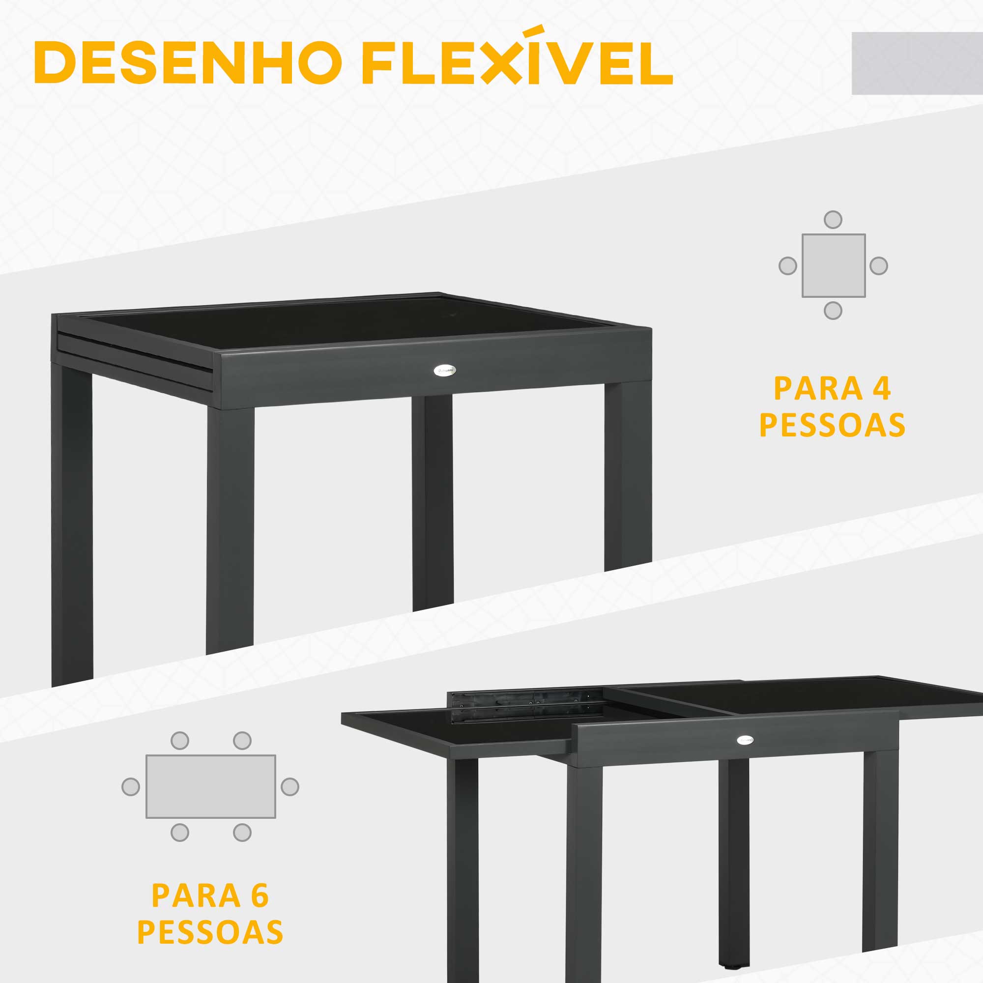 Mesa de Jardim Extensível – 160x80x75 cm – Preta – Alumínio