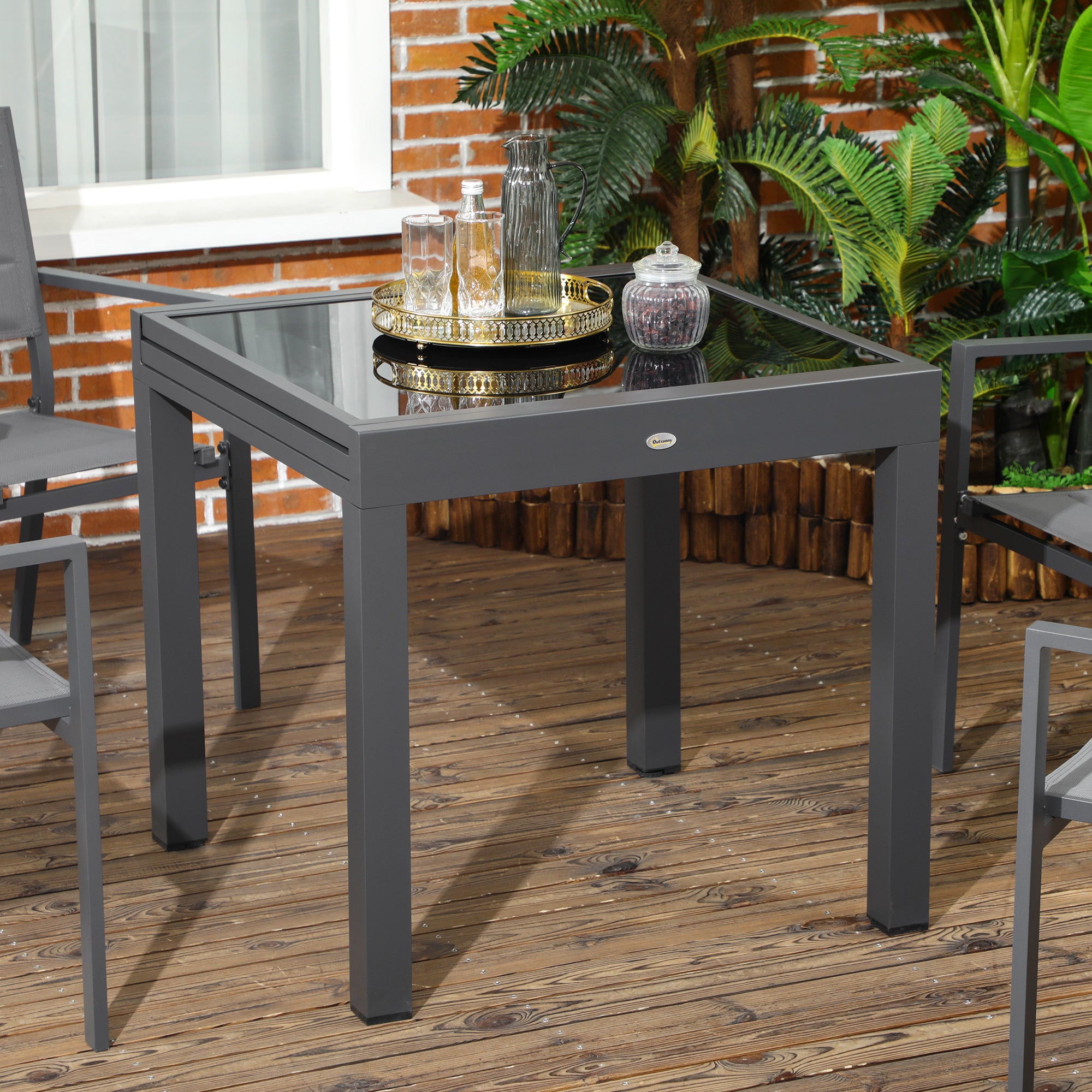 Mesa de Jardim Extensível – 160x80x75 cm – Preta – Alumínio