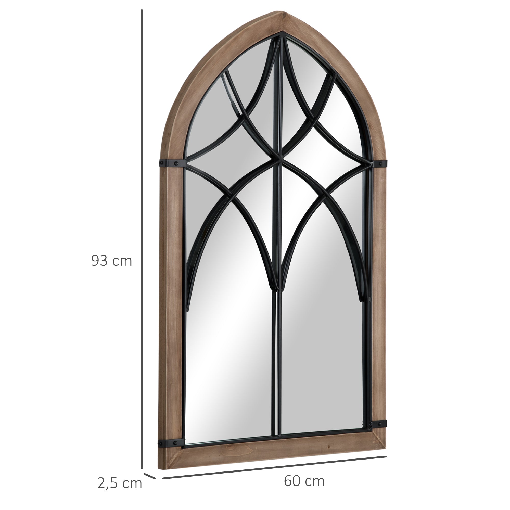 Espelho de Parede Decorativo – 93x60cm – Marrom – MDF e vidro