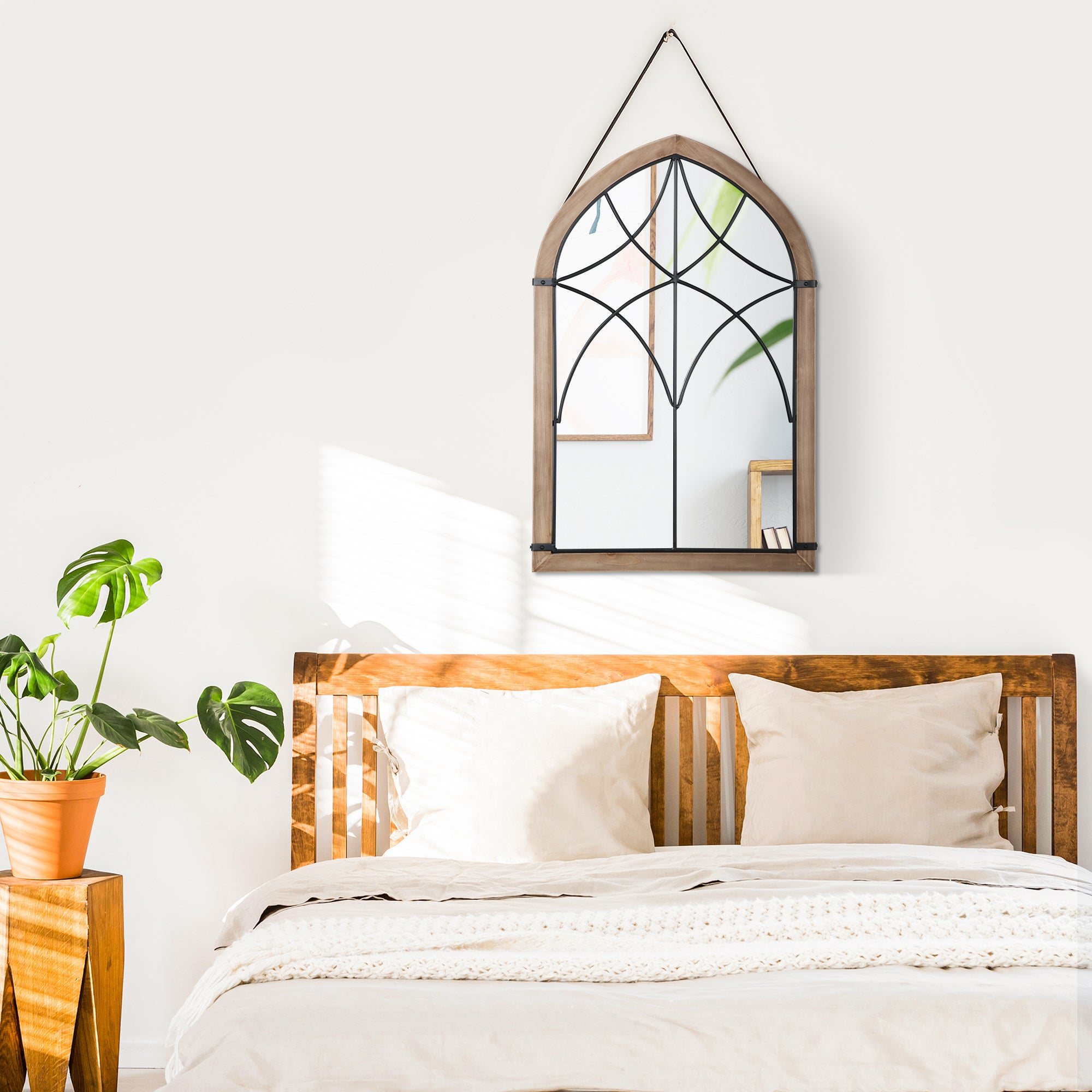 Espelho de Parede Decorativo – 93x60cm – Marrom – MDF e vidro