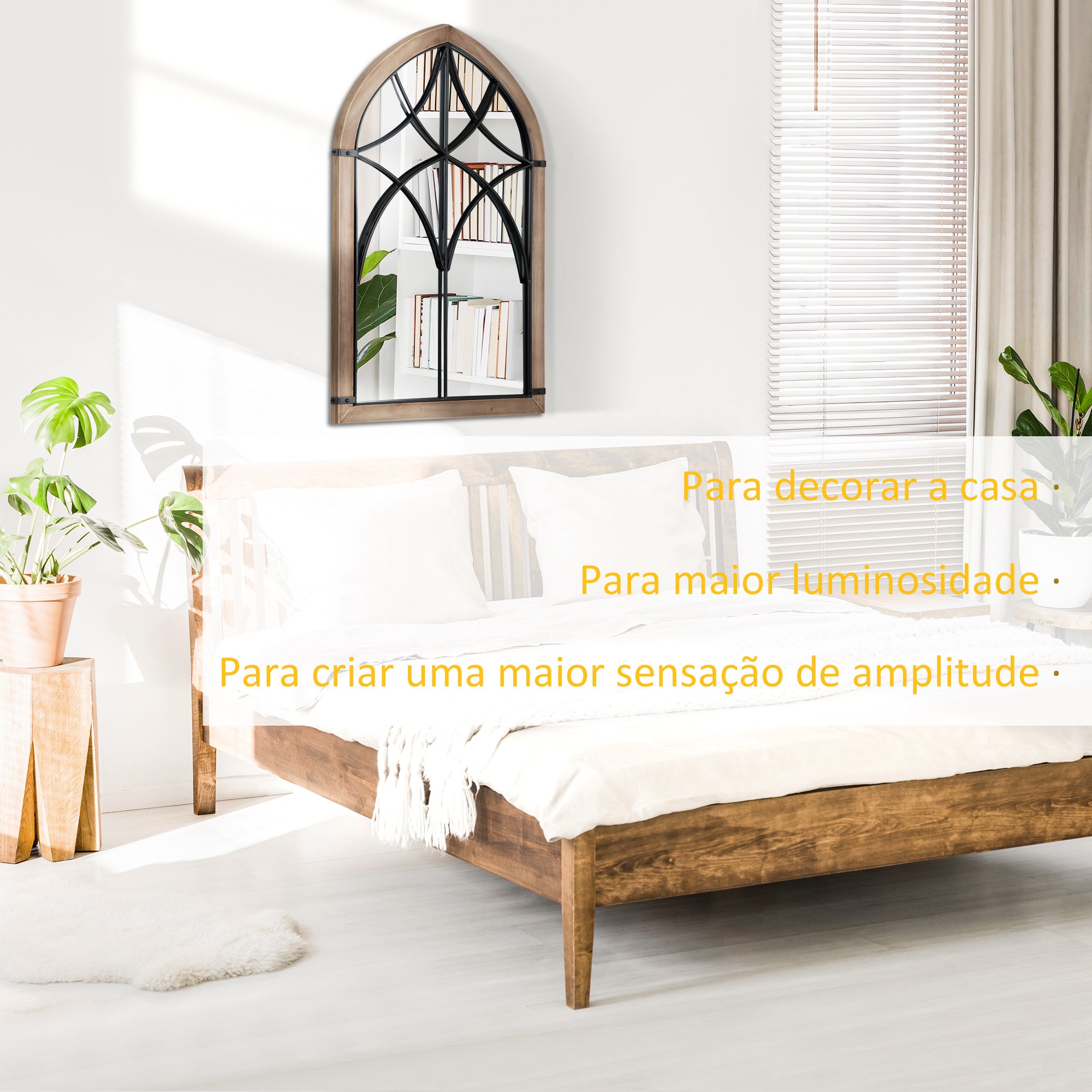 Espelho de Parede Decorativo – 93x60cm – Marrom – MDF e vidro