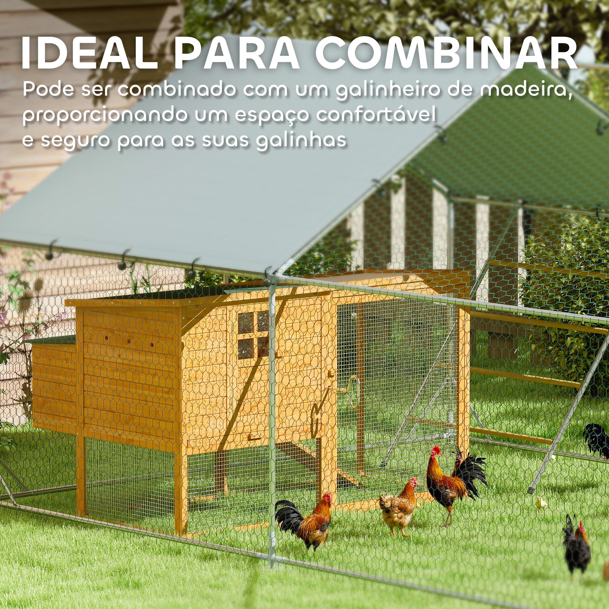 Galinheiro Exterior – 300x400x195 cm – Prata – Aço Galvanizado