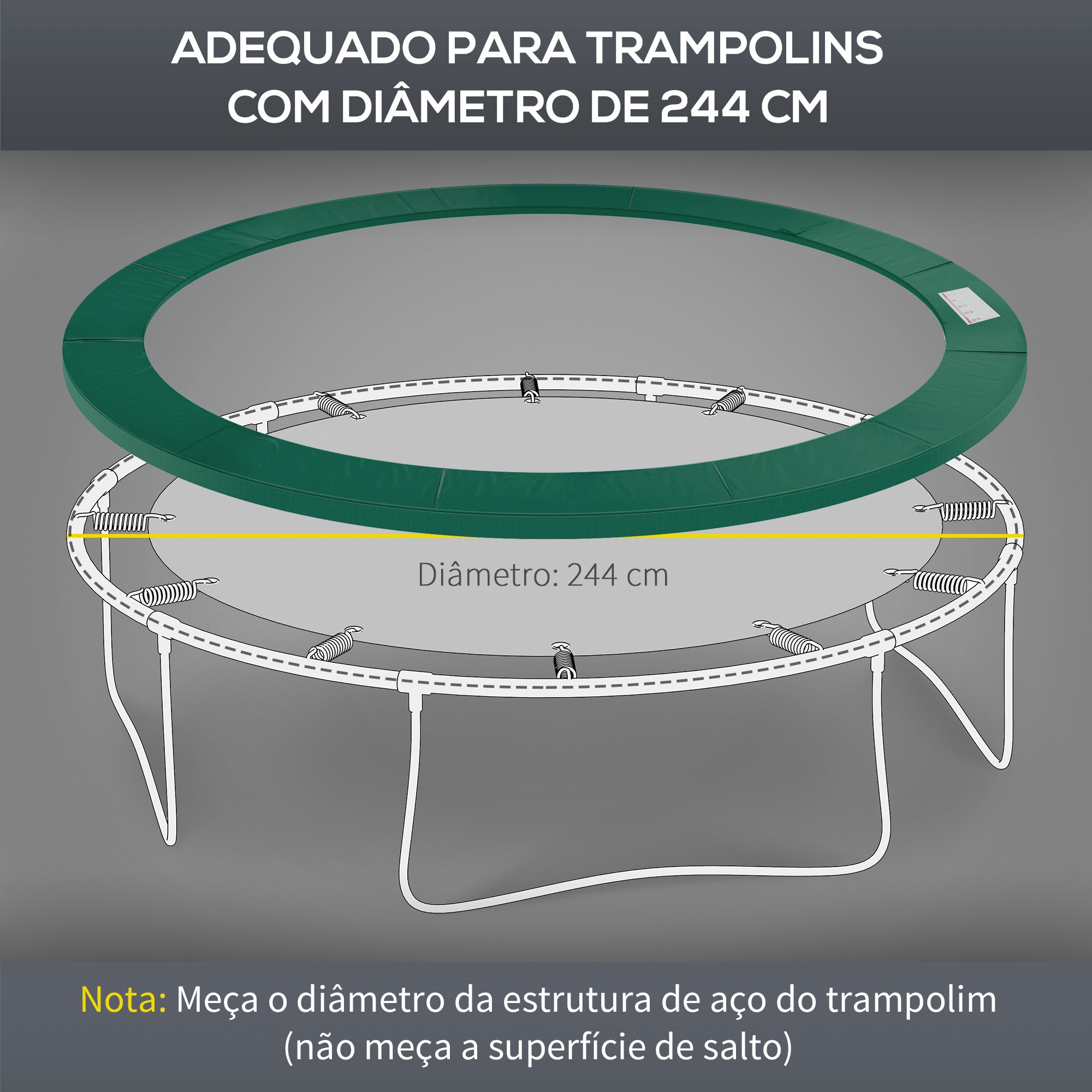 Cobertura de Proteção Ø244cm Verde para Trampolim - Máxima Segurança