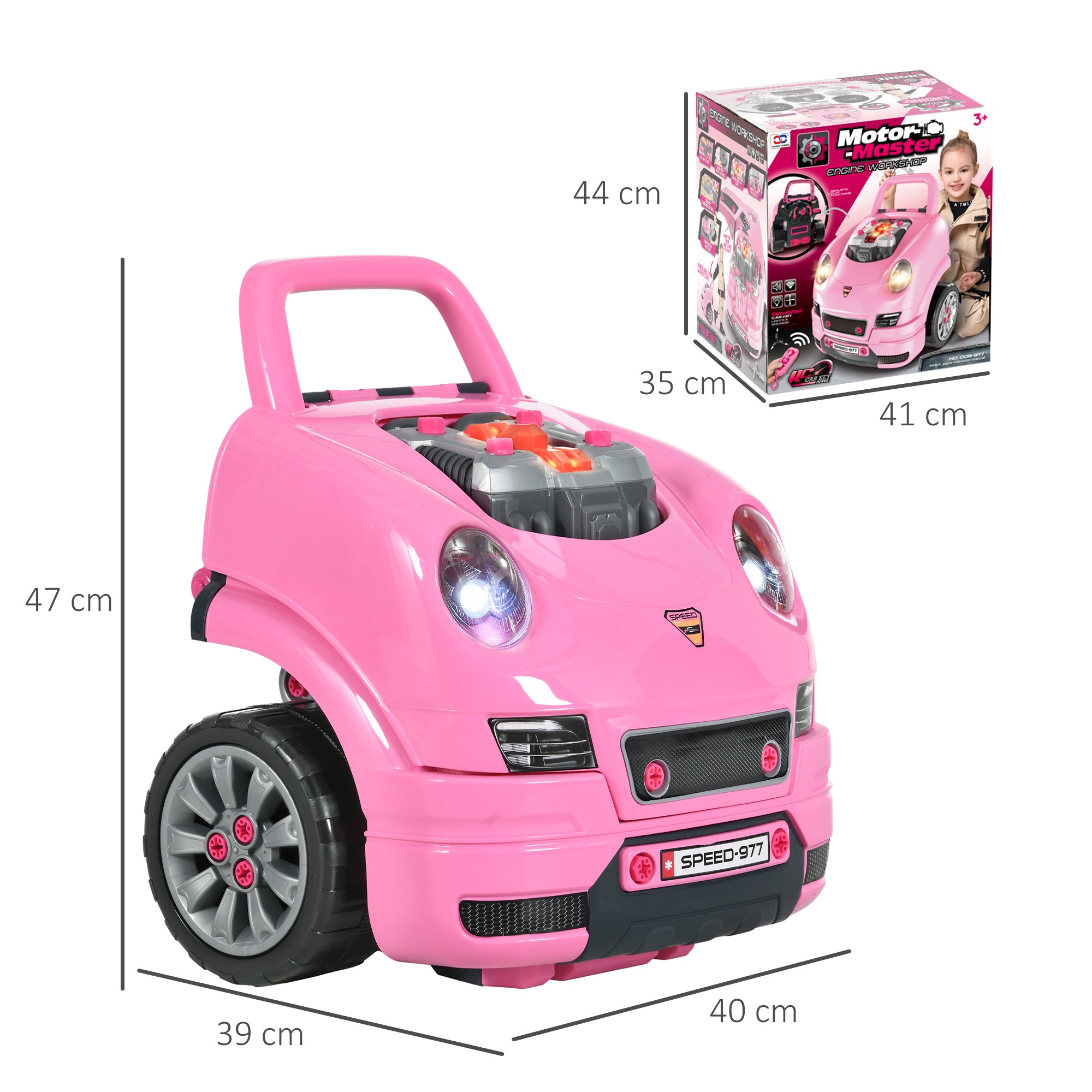 Motor de Caminhão para Crianças - Rosa - 40x39x47 cm