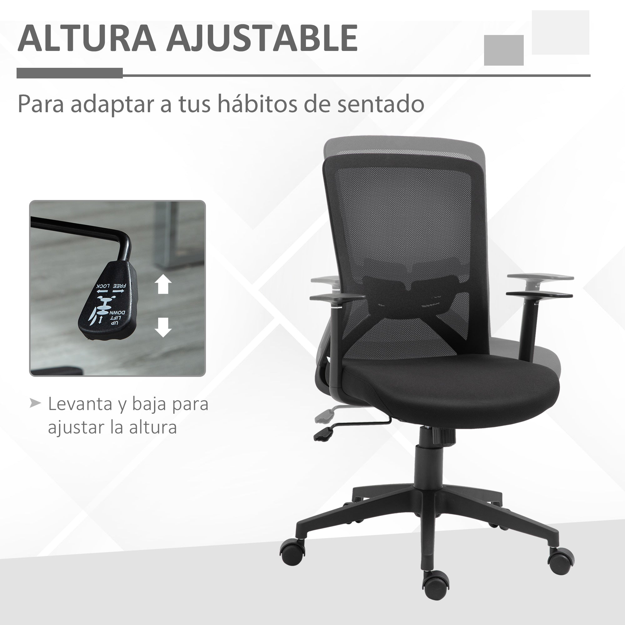 Cadeira de Escritório Ergonômica Preto 62x61x109cm