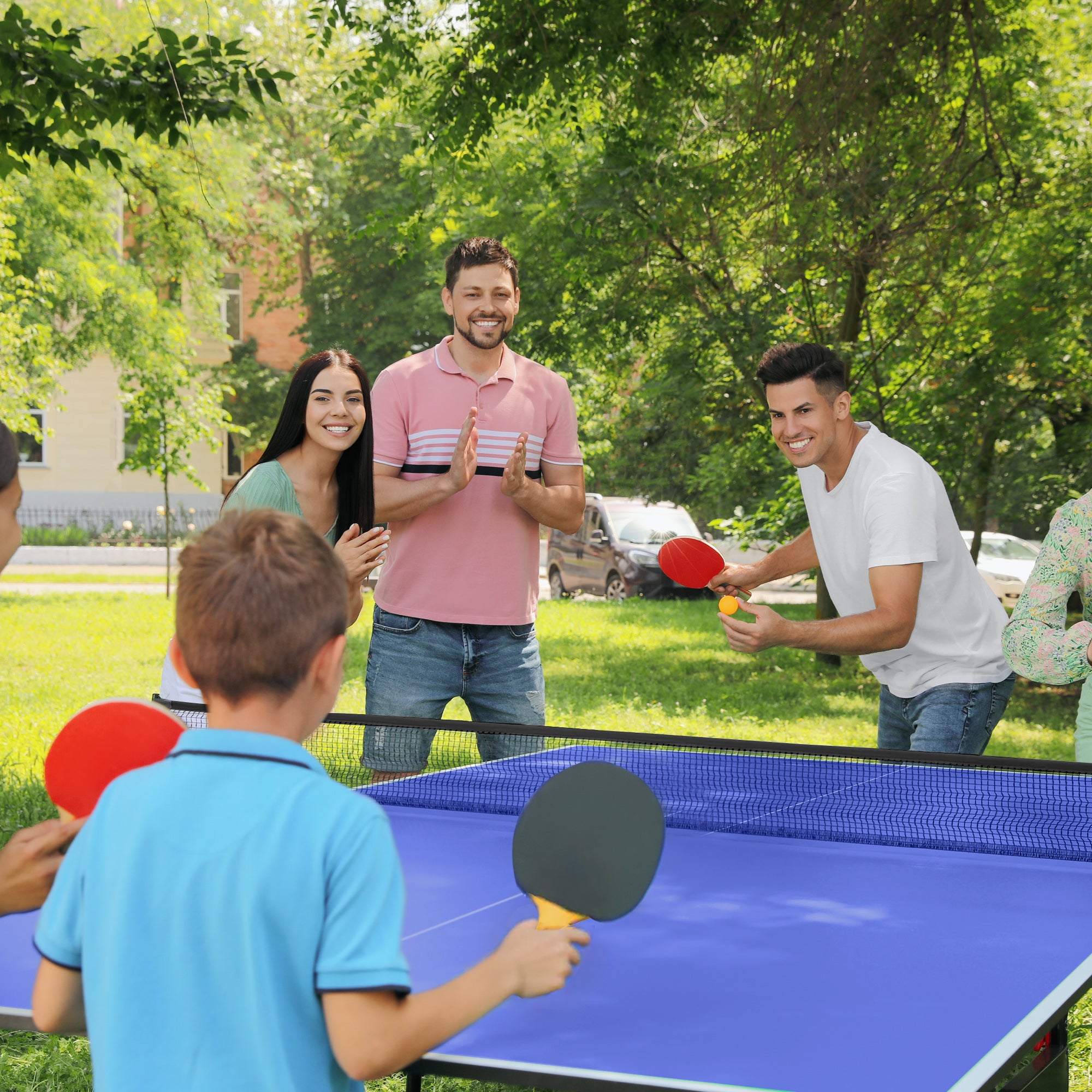 Mesa de Ping-Pong Dobrável Compacta 274x152,5x76 cm Azul