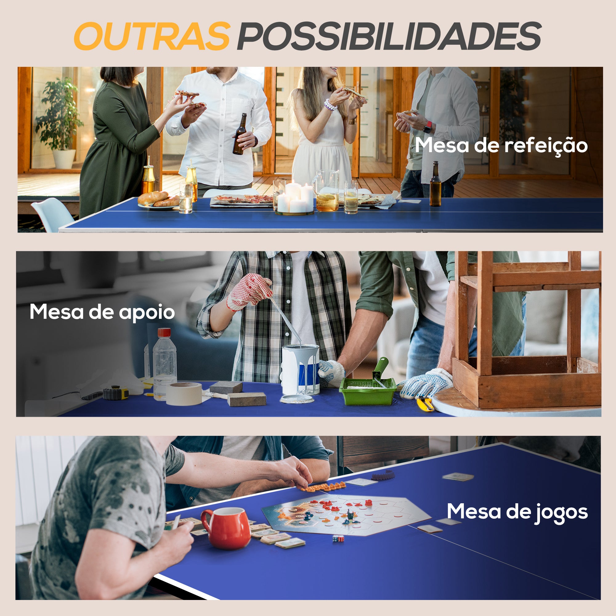 Mesa de Ping-Pong Dobrável Compacta 274x152,5x76 cm Azul