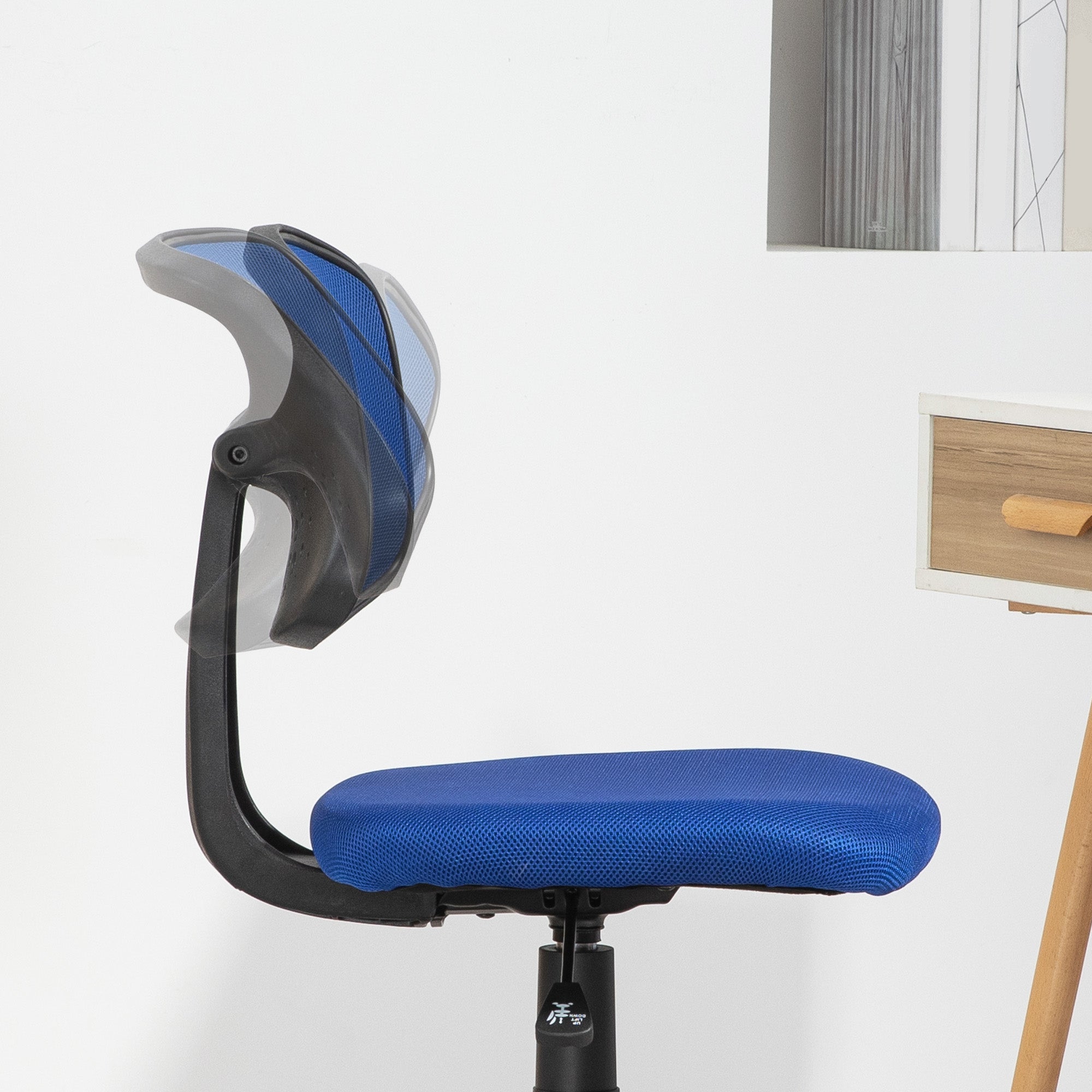 Cadeira de Escritório Giratória Azul 43x48x78-88 cm - Encosto em Malha Respirável